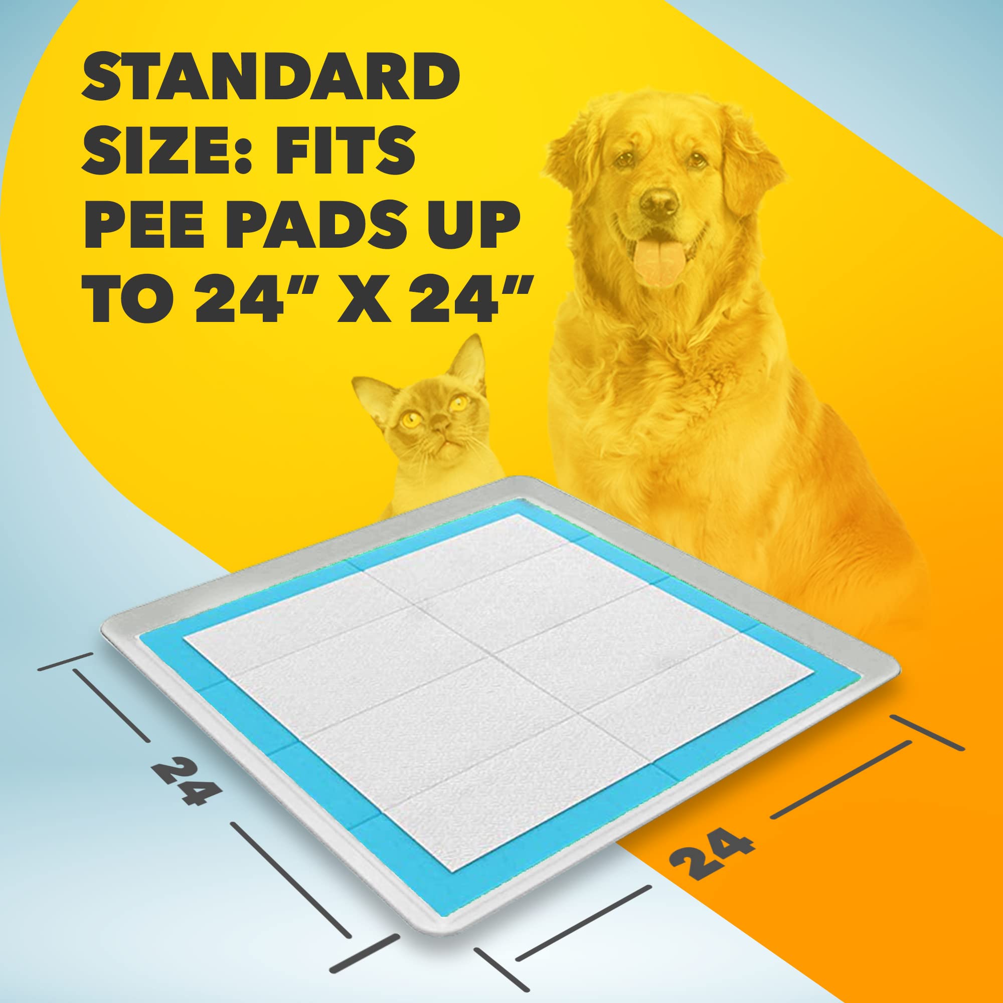 Skywin Tidyfriend Silicone Pee Pad Holder, 2 Pack 24 X 24 Inch No-Spill, Leakproof, Easy-To-Clean Puppy Pad Holder (Grey)