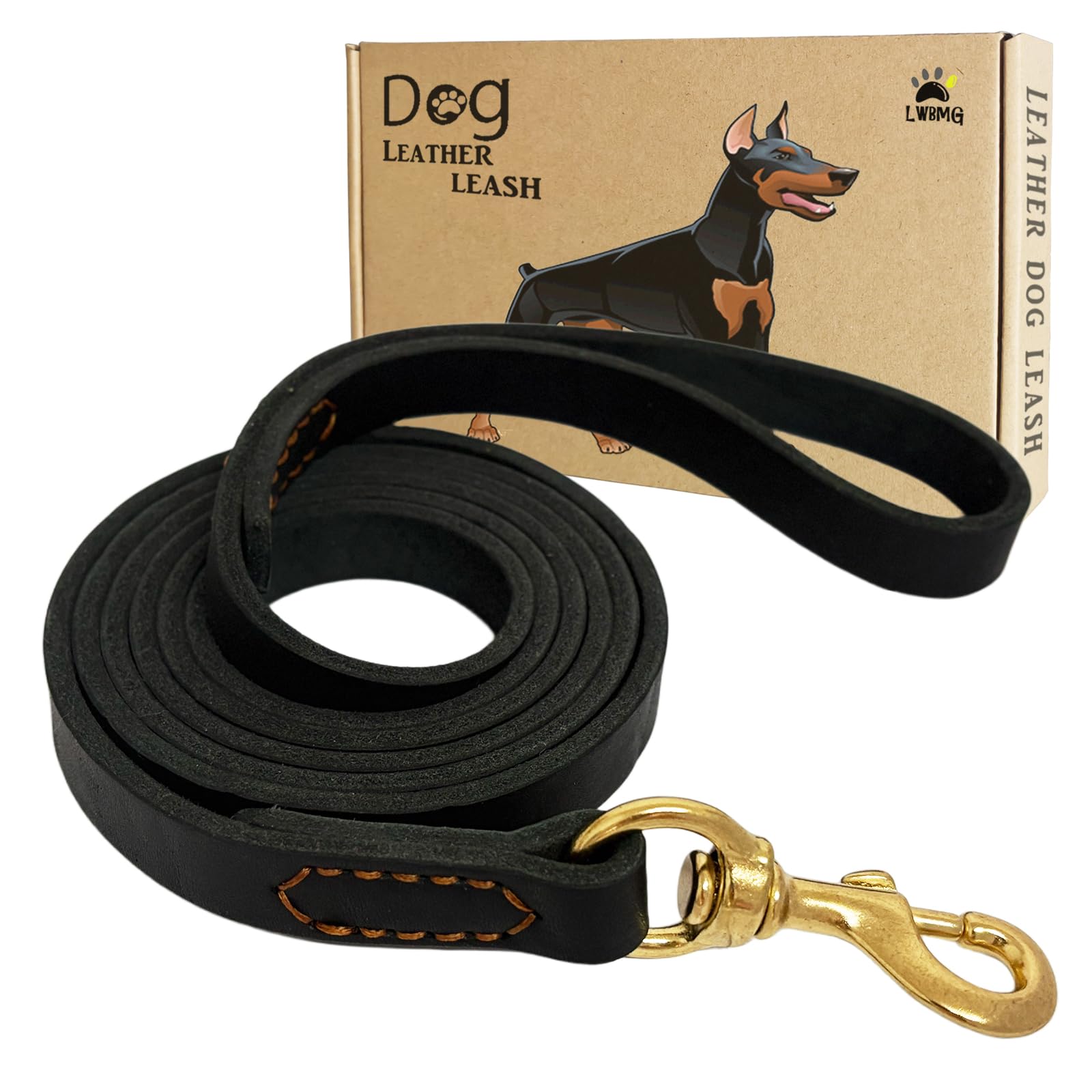 Leather Dog Leash 4Ft X 3/4 Inch, Heavy Duty Genuine Leather Braided Dog Training Leash, Soft And Strong Cowhide Dog Leashes For