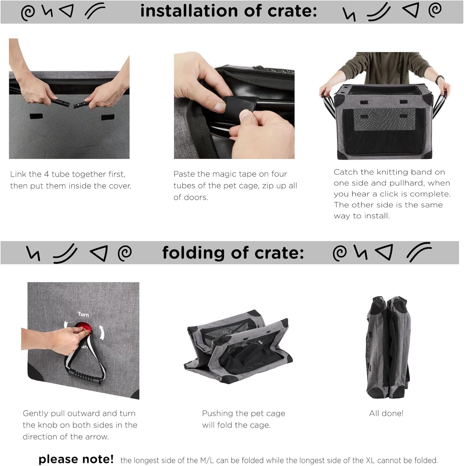 Collapsible Dog Crate - 26 Inch Portable Foldable Travel Crates For Small Dogs With Detachable Storage Bag, Removable Pad, And M