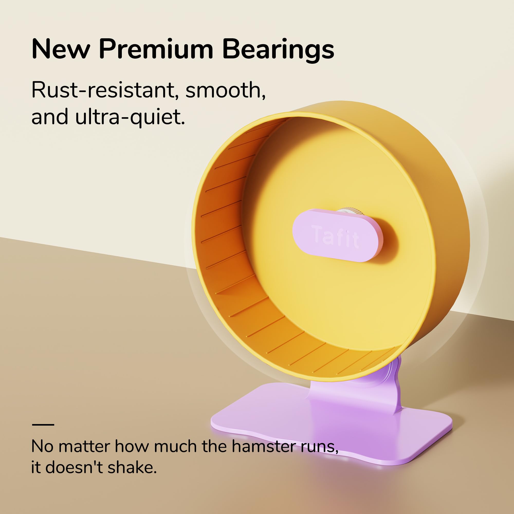 Tafit Silent Hamster Wheel 8.7 Inch Dual-Bearings Small Animals Quiet Running Exercise Wheels, Height Adjustable for Dwarf Hamst