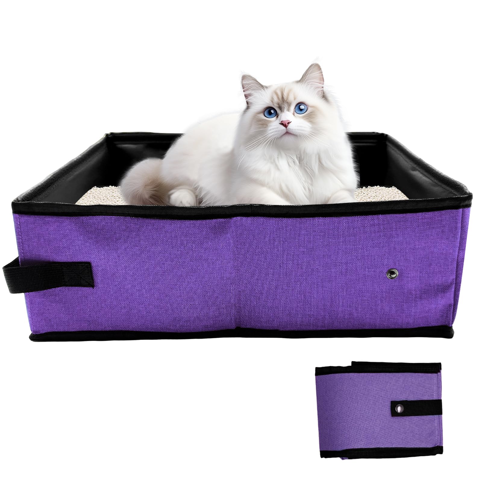 Foldable Travel Litter Box for Cats, Waterproof Portable Cat Travel Litter Box Collapsible, 15.75 * 11.82 * 3.94 Inches, Traveli