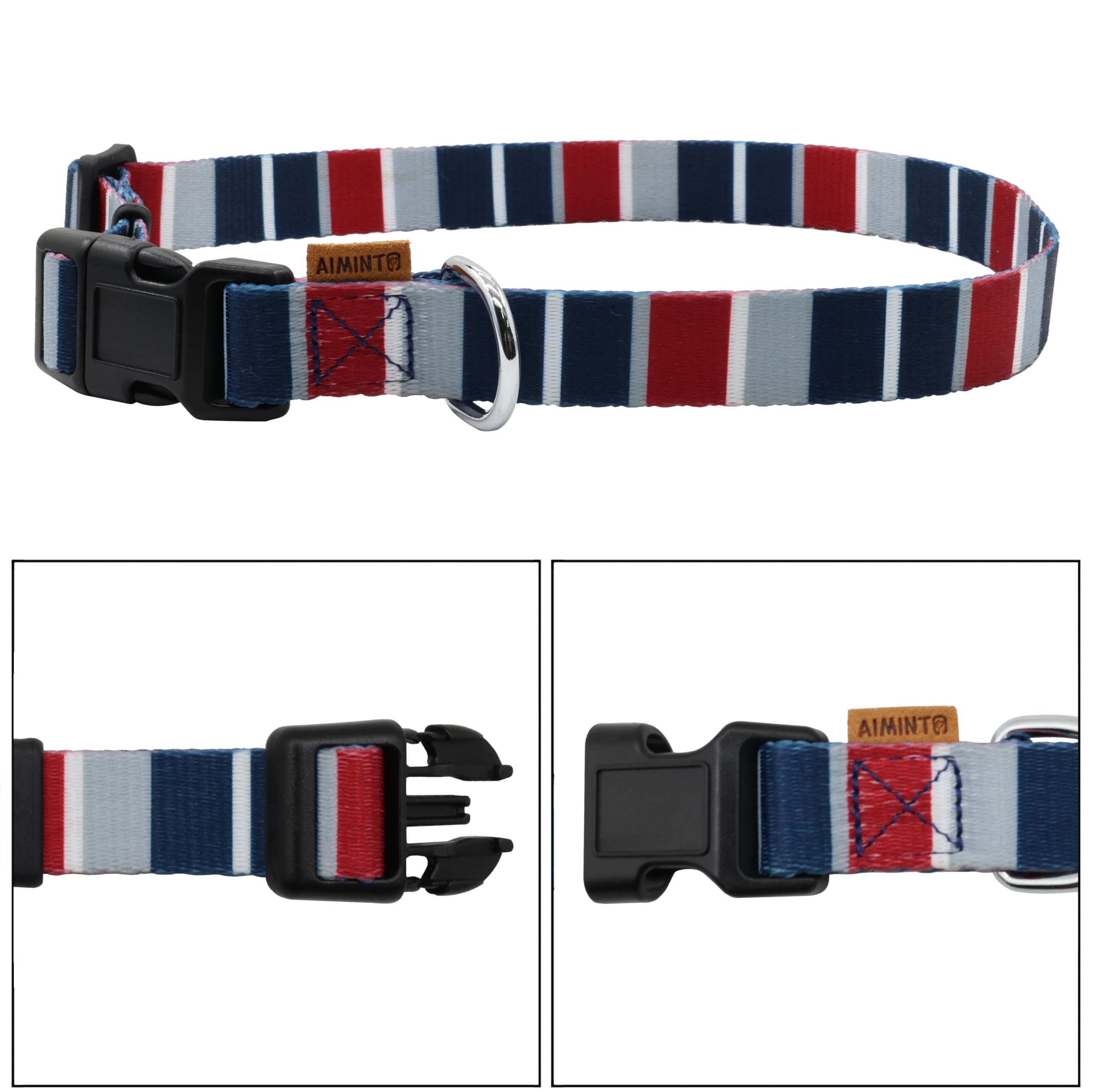 Aiminto Dog Collar, Cute Multi Stripe Pattern, Soft And Adjustable Collar With Quick Release Buckle (Xs (Neck 9-13'', Width 3/8'