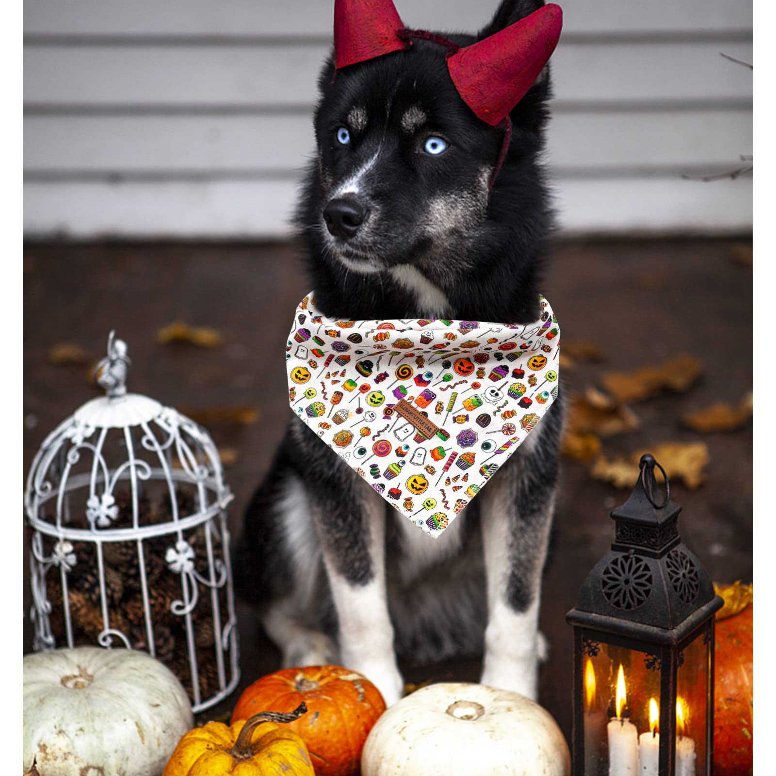 Elegant Little Tail Halloween Dog Bandana, Holiday Girl Boy Dog Bandanas For Small Medium Large Soft Dogs Washable Square Dog Sc