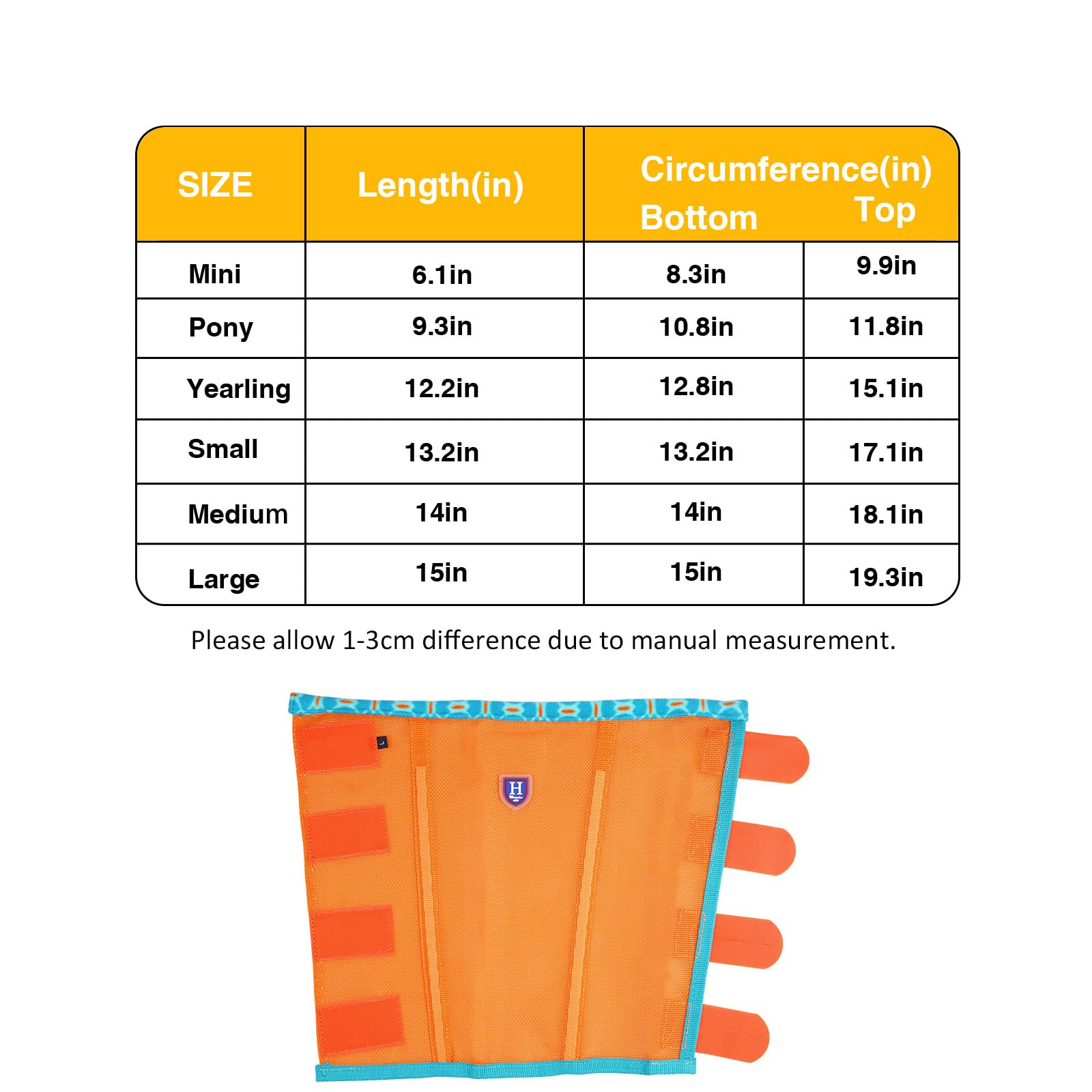 Caremaster Fine Mesh Fly Boots Loose Fitting & Non-Slip Horse Fly Leggings Fleece Air Flow (Set Of 4) Soft Orange Large