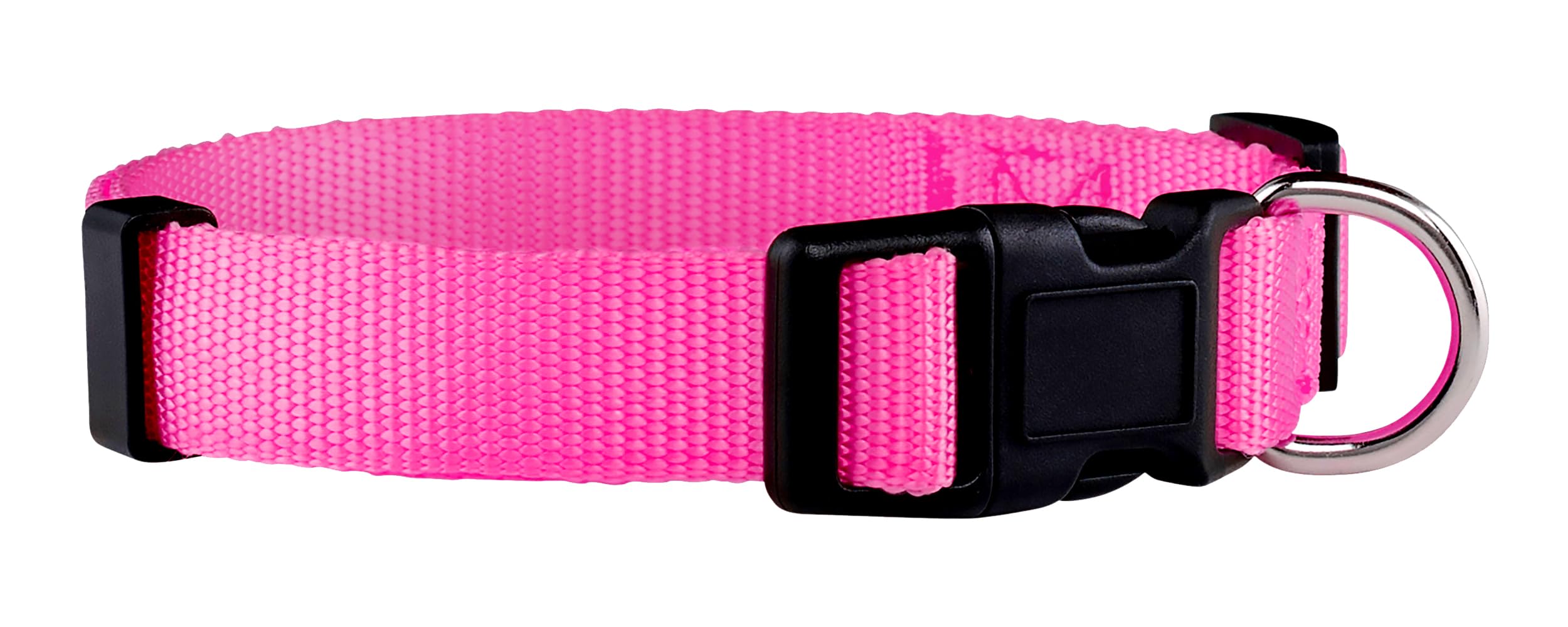 Native Pup Basic Nylon Dog Collar, Adjustable For Small, Medium, Large Pet And Puppies Accessories, Cute Colors For Male, Female, Boy, Girl, Puppy (Large, Hot Pink)