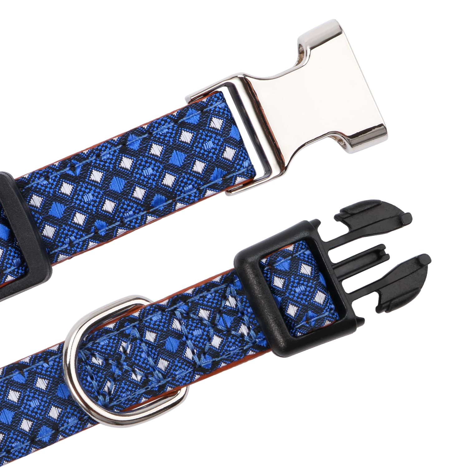 Rhea Rose Bowtie Dog Collar Argyle Dark Blue Bow Tie for Boy Girl Dogs Medium