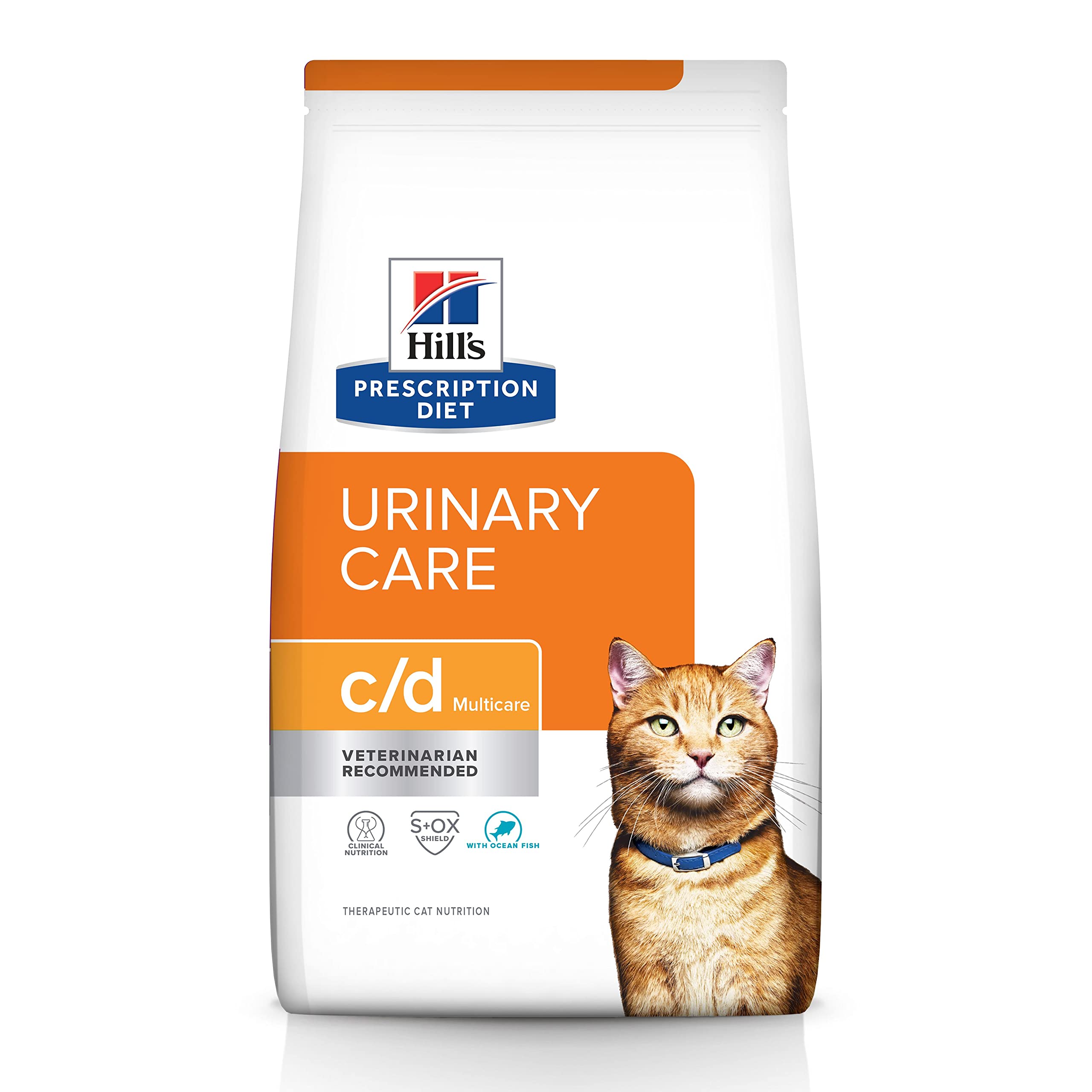 Hills Prescription Diet c/d Multicare Urinary Care with Ocean Fish Dry Cat Food, Veterinary Diet, 8.5 lb. Bag