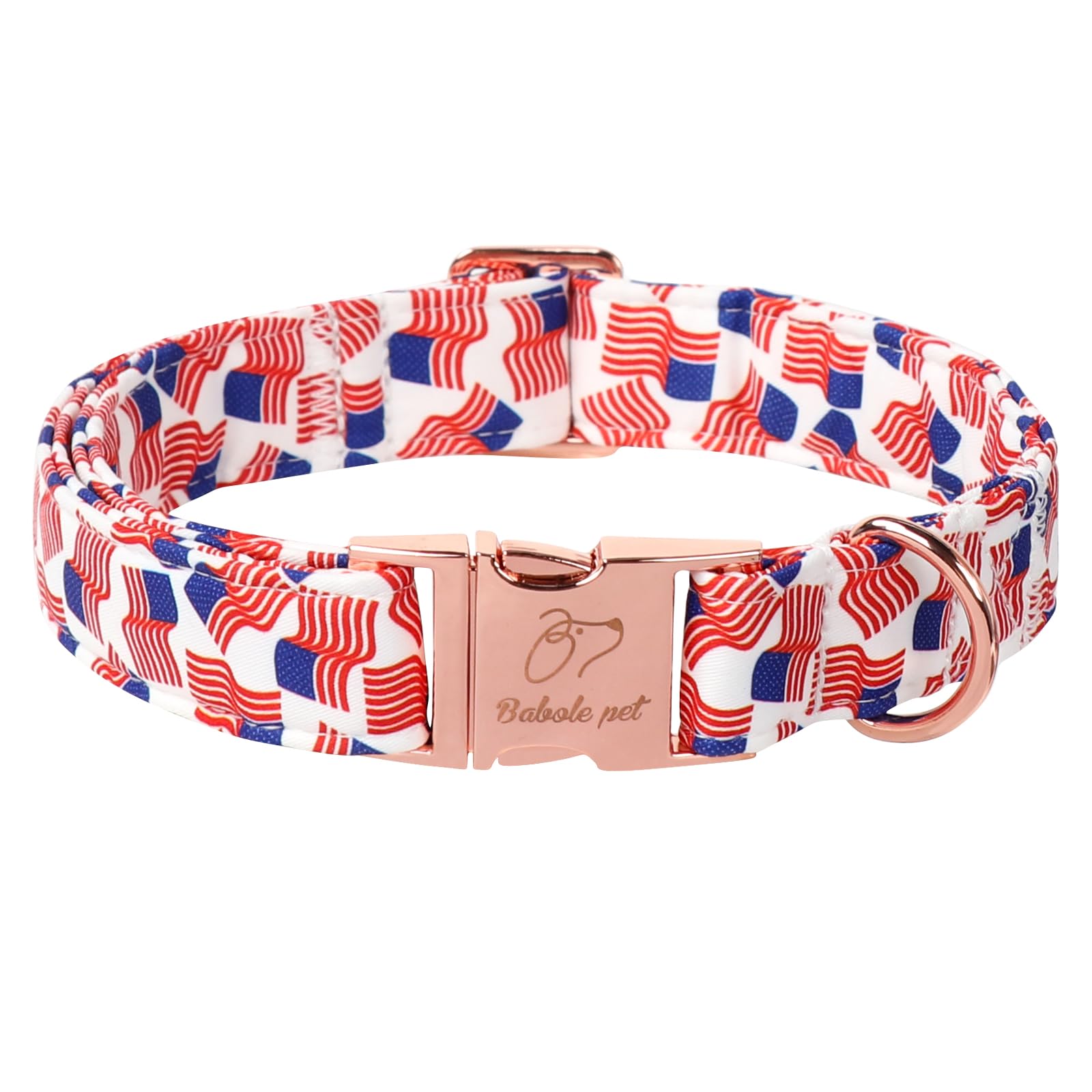 Babole Pet American Flag Dog Collar - 4Th Of July Dog Dog Collars For Small Dogs, Adjustable Independence Day Metal Buckle Patri