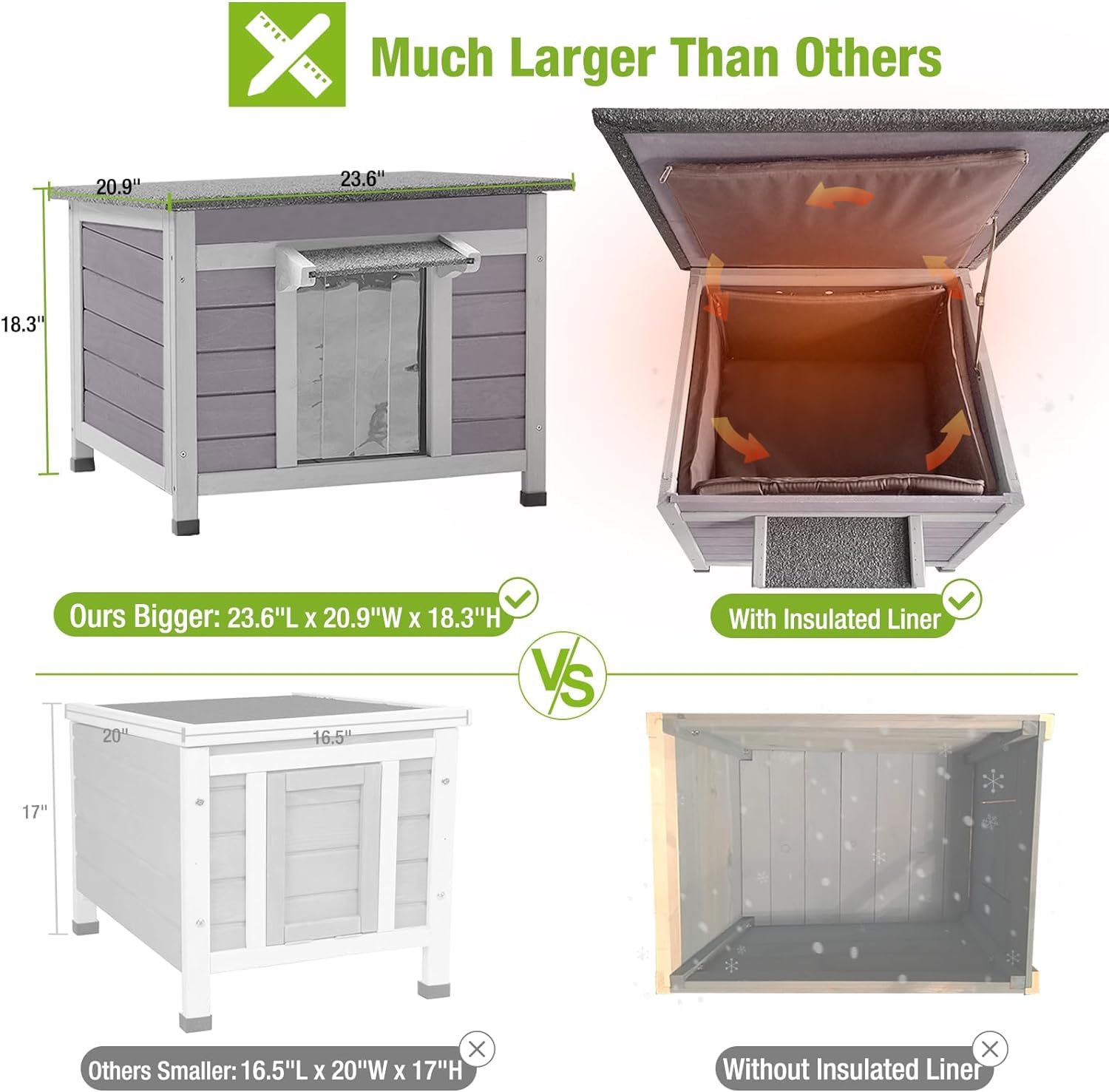 Gutinneen Outdoor Cat House With Insulated Wooden Outside Feral Cat Shelter Rabbit Hutch Bunny Cage Guinea Pig Habitat Weatherpr