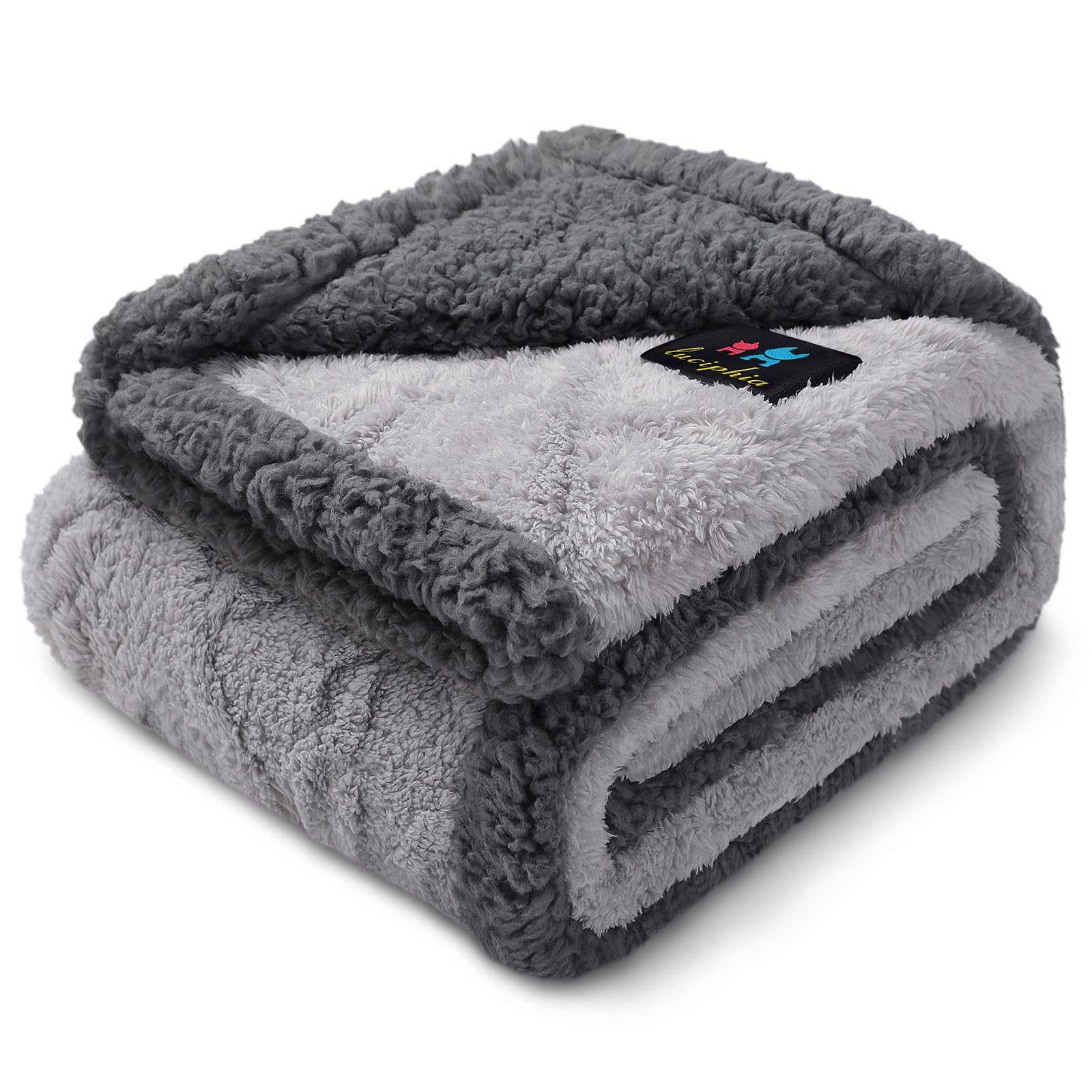 Waterproof Pet Blanket, Liquid Pee Proof Dog Blankets for Sofa Bed Couch, Reversible Sherpa Fleece Furniture Protector Cover for