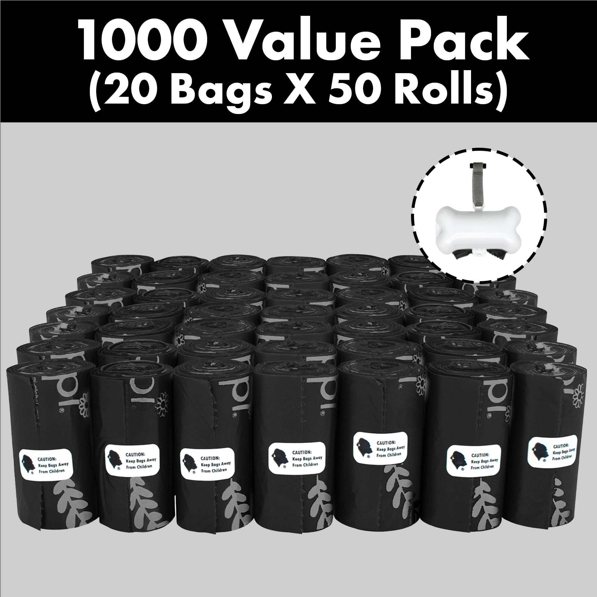 Gorilla Supply Dog Poop Waste Bags With Dispenser And Leash Tie, 9' X 13', Black, 1000 Count