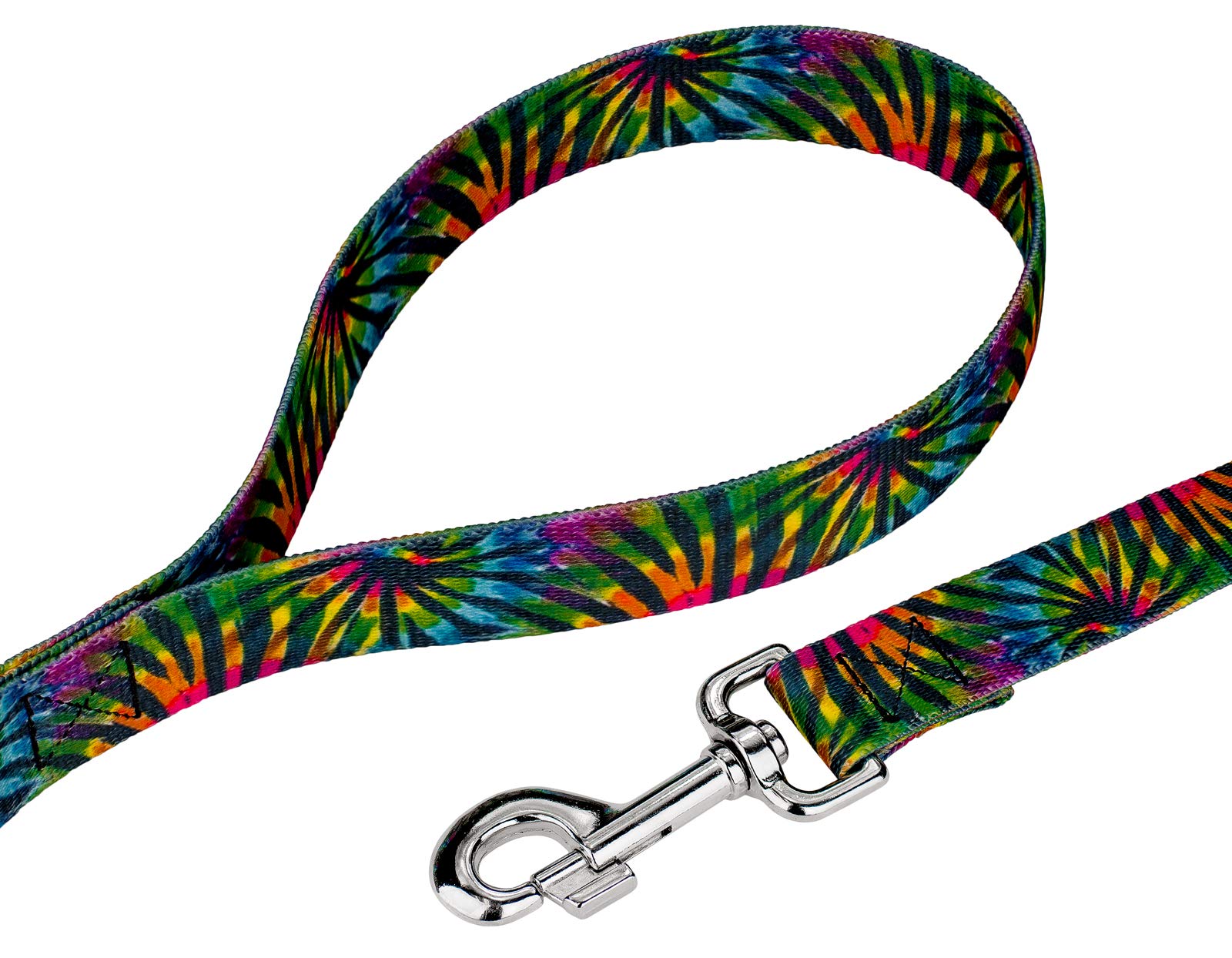 Country Brook Petz - Tie Dye Stripes Premium Dog Collar And Leash Set - Groovy Collection With 5 Far Out Designs (1 Inch, Large)