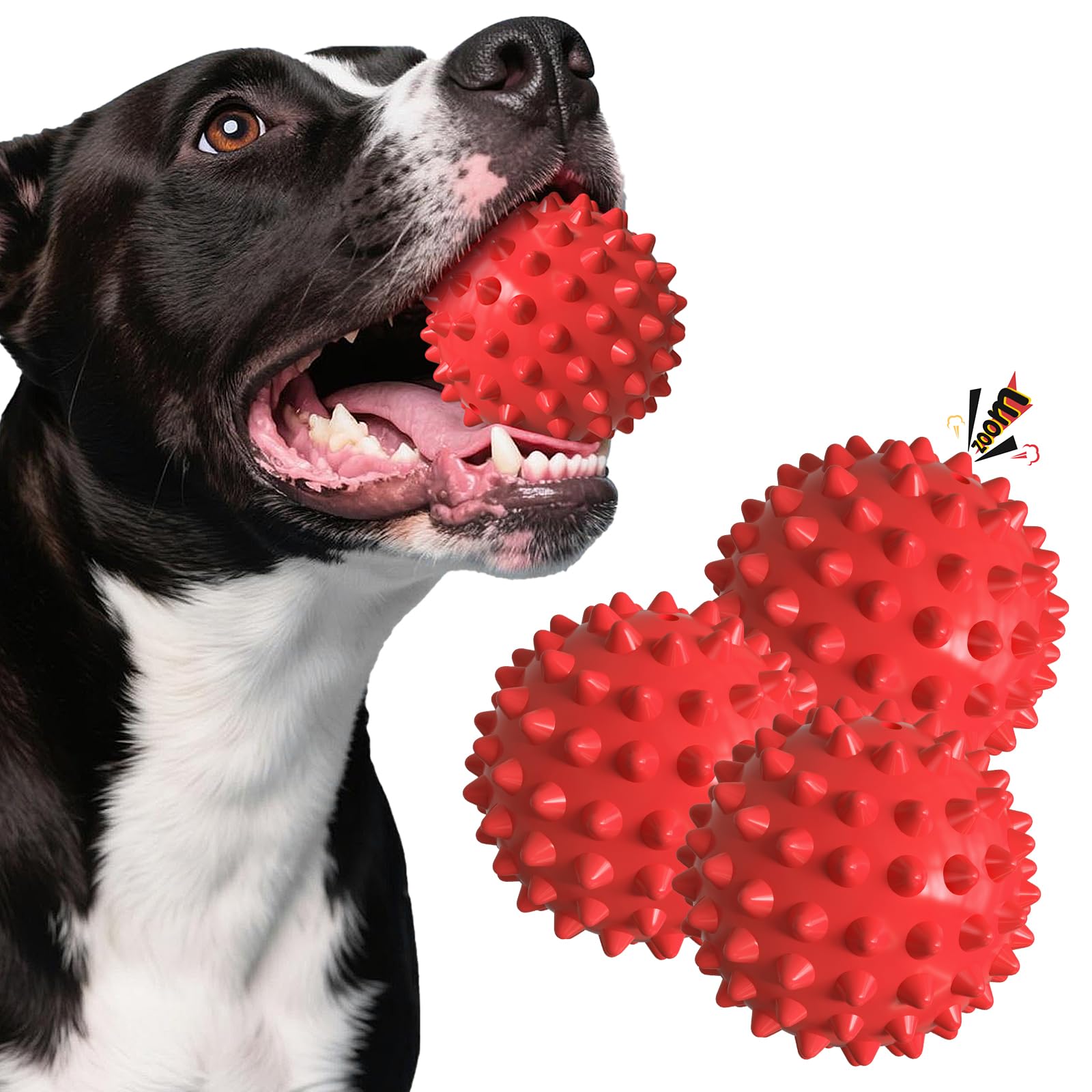 Apasiri Dog Balls Squeaky Dog Toys For Large Dogs, Dog Toys For Aggressive Chewers, Tough Spiky Dogs Ball, Floatable Rubber Pet 