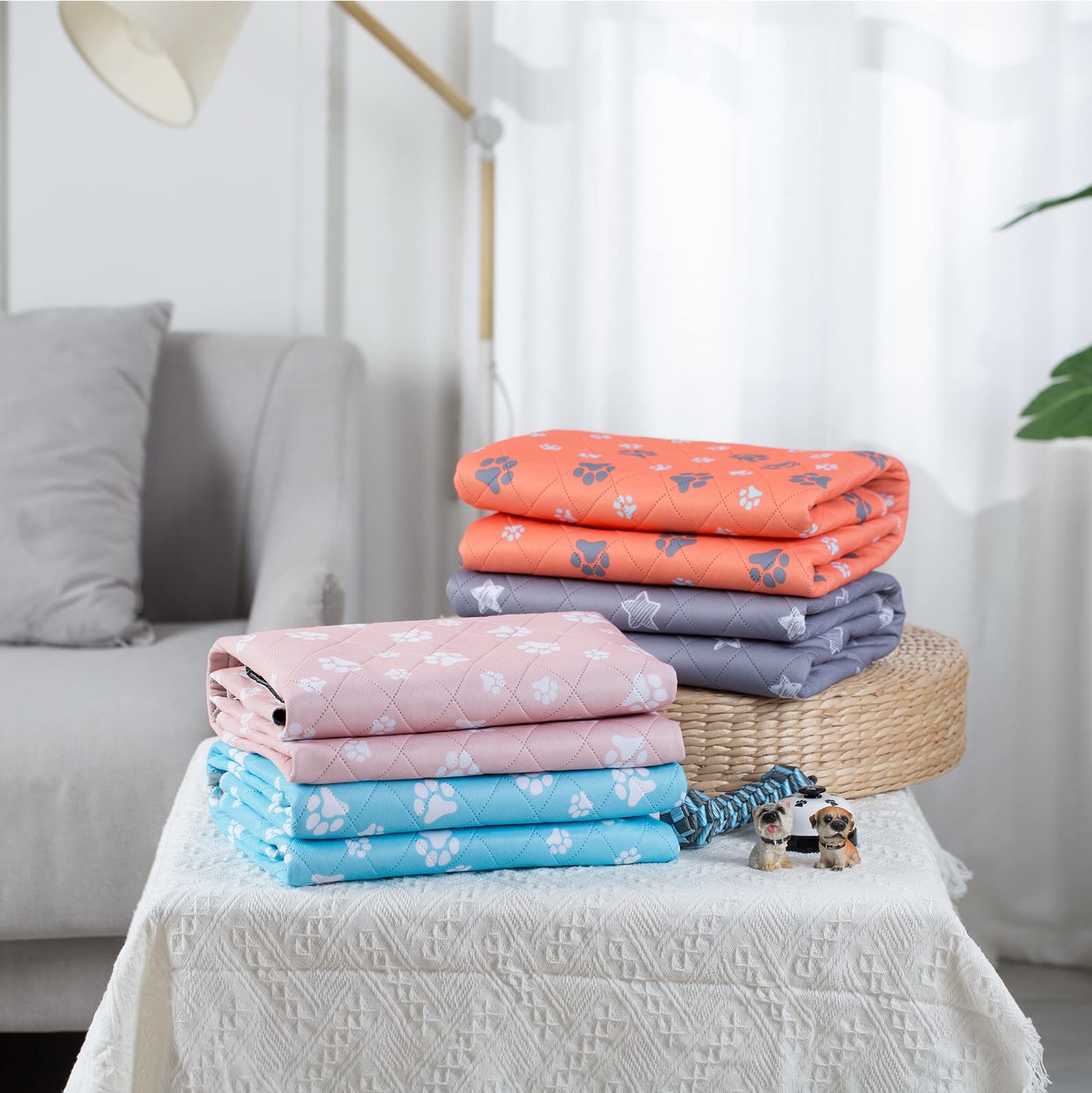 Washable Pee Pad For Dogs Of 2Pack Reusable Puppy Non-Slip Pet Training Pads(Orange,36*48'')