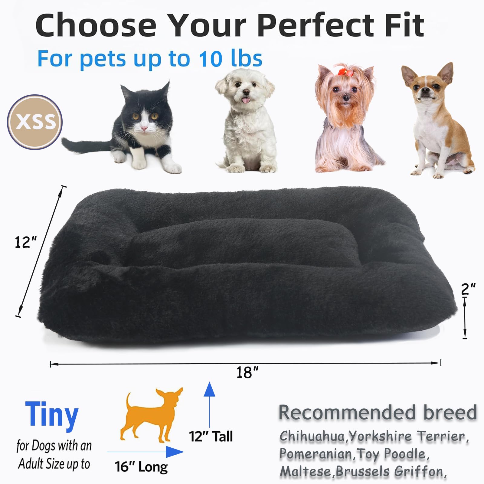 Tiny Dog Bed 18 X 12 For Extra Small Dogs And Cats Fit Crate Or Cage 18 Inch,Ultra Soft Cat Warmer Mat For Feral And Indoor Cats