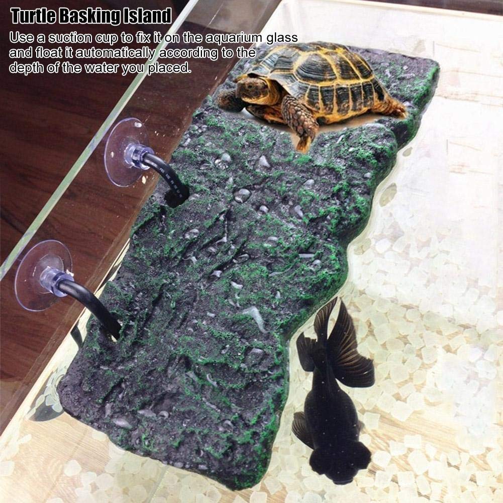 Tnfeeon Reptile Floating, Basking Stage Floating Island with Sucker Aquarium Accessory for Amphius Animals(Large)