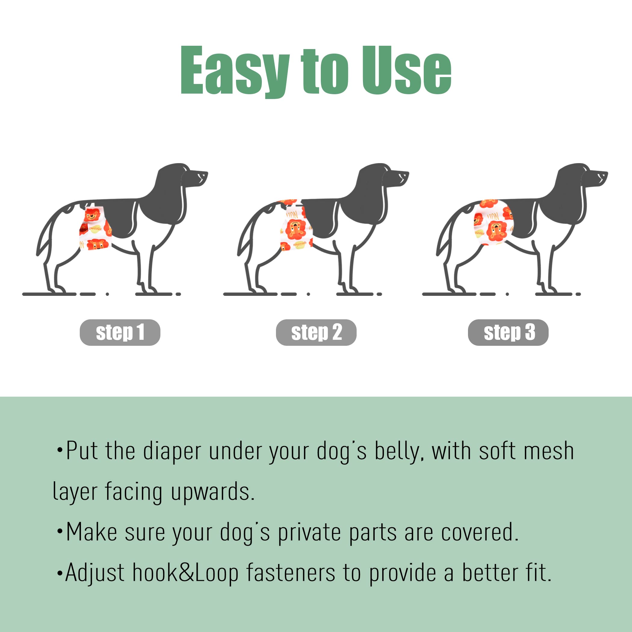 Wegreeco Washable Male Dog Belly Band (Stylish Pattern)- Pack Of 3 - Washable Male Dog Belly Wrap, Dog Diapers Male (L, Magic)