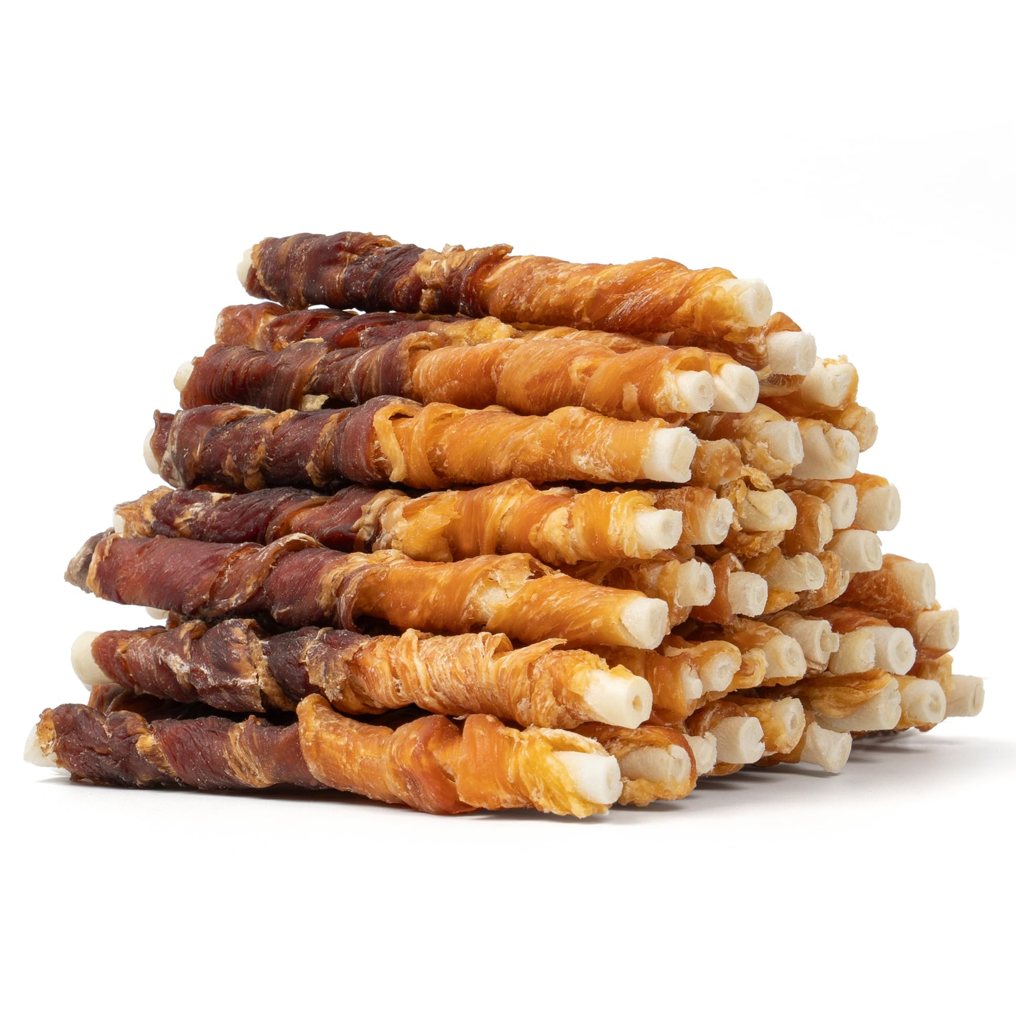 MON2SUN Dog Treats 5 Inch Double Flavor Chicken & Duck Wrapped Rawhide Sticks, Teeth Cleaning for Small Dogs, 21.16 oz (40 Count