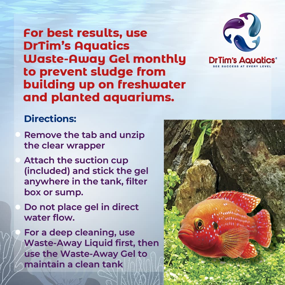 DrTim's Aquatics Freshwater Waste-Away Time Release Gel - Natural Fish Tank & Aquarium Leave-in Waste Management Solution for Di
