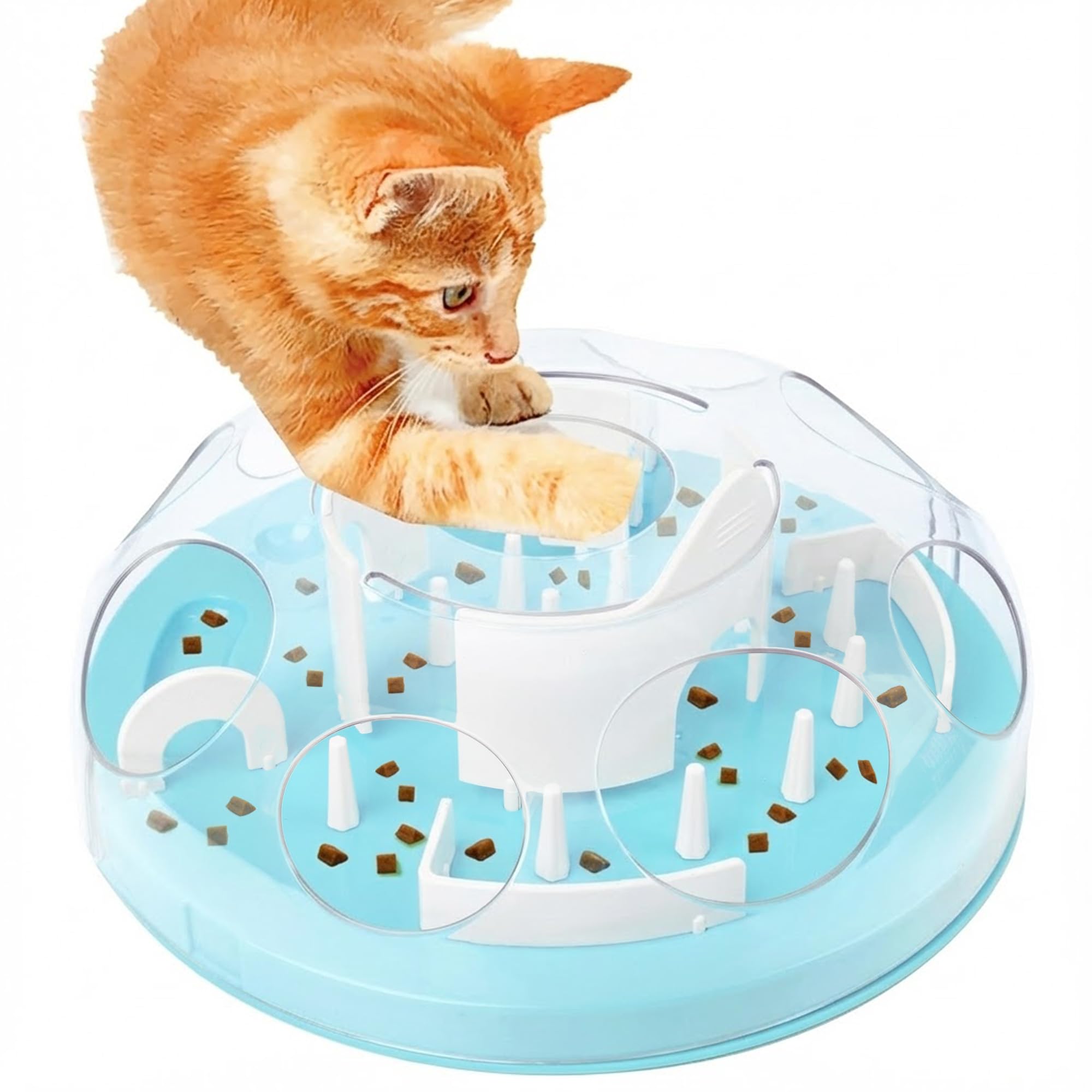Pet Prime Cat Puzzle Feeder Interactive Enrichment Toys for Indoor Cats Slow Feeder Food Treat Puzzle Cat Stimulation Toys Blue