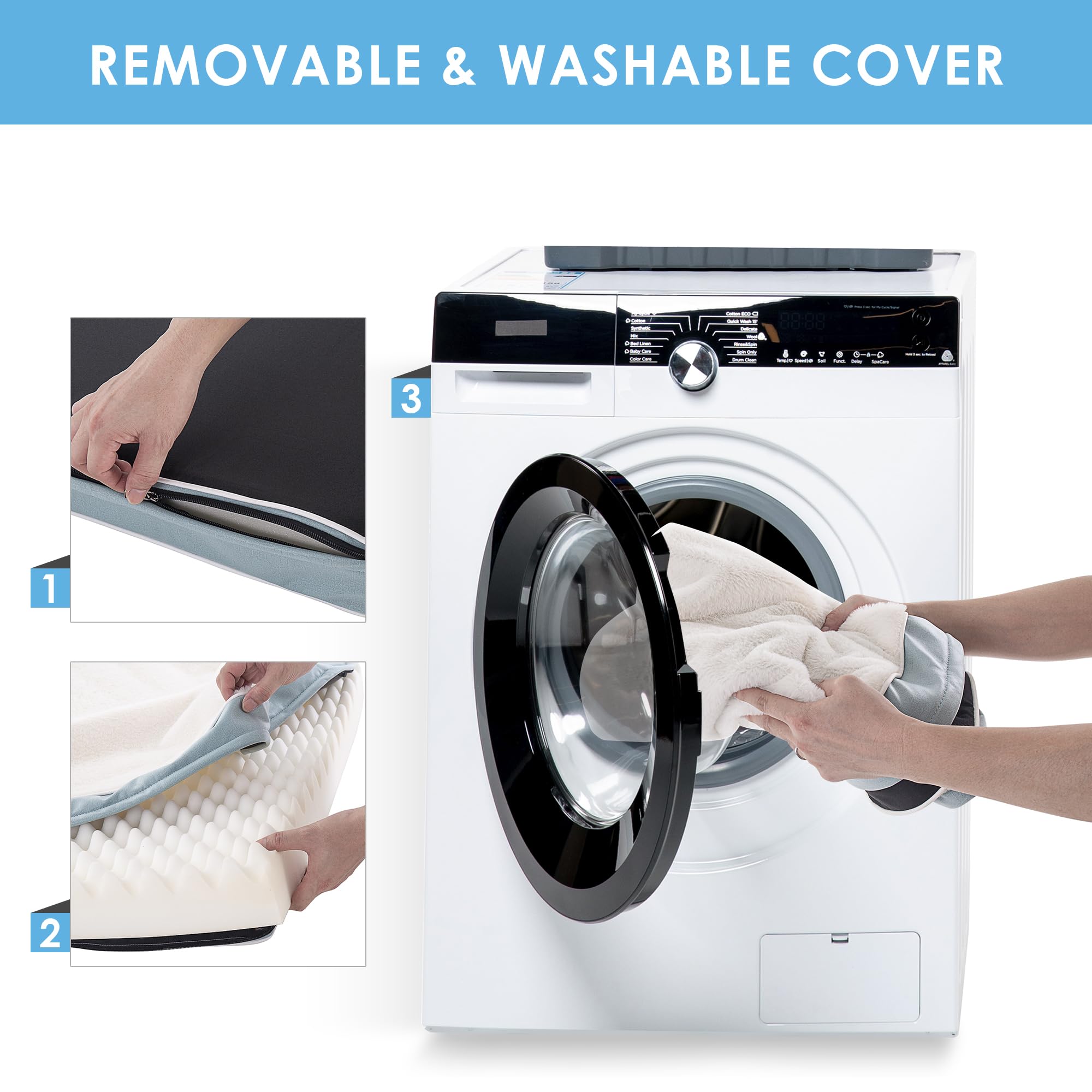 Sunheir Orthopedic Dog Bed For Extra Large Dogs, Xxl Waterproof Deluxe Plush Dog Crate Bed With Removable Washable Cover & Anti-Slip Bottom, Egg Crate Foam Pet Bed Mat, 44 X 32 Inches, Blue