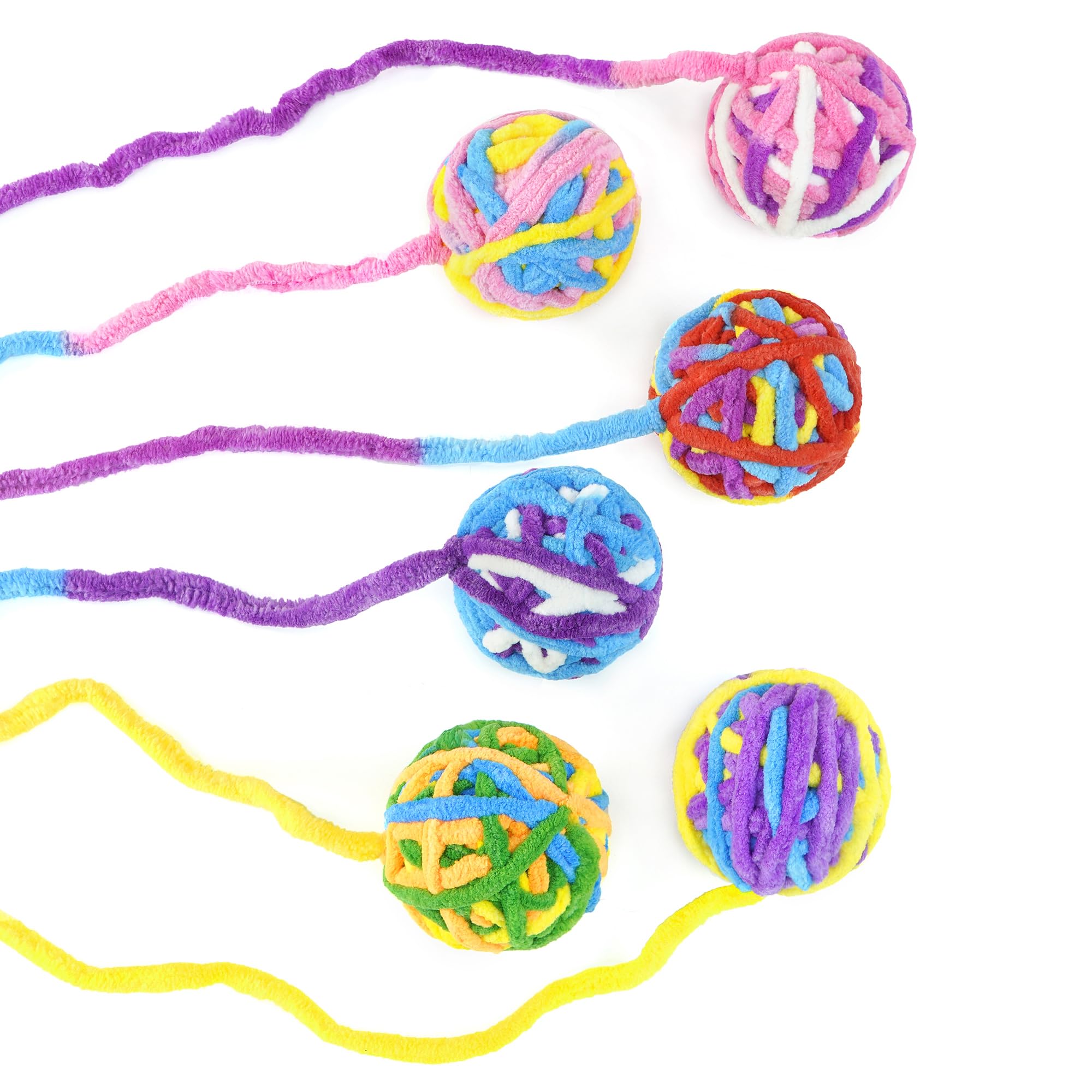 Chiwava 6 Pack 20'' Woolen Yarn Cat Toys Ball With Bell 2'' Large Indoor Cat Toy Balls Kitten Interactive Toys