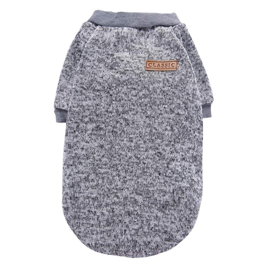 Chborless Pet Dog Classic Knitwear Sweater Warm Winter Puppy Pet Coat Soft Sweater Clothing For Small Dogs (S, Grey)