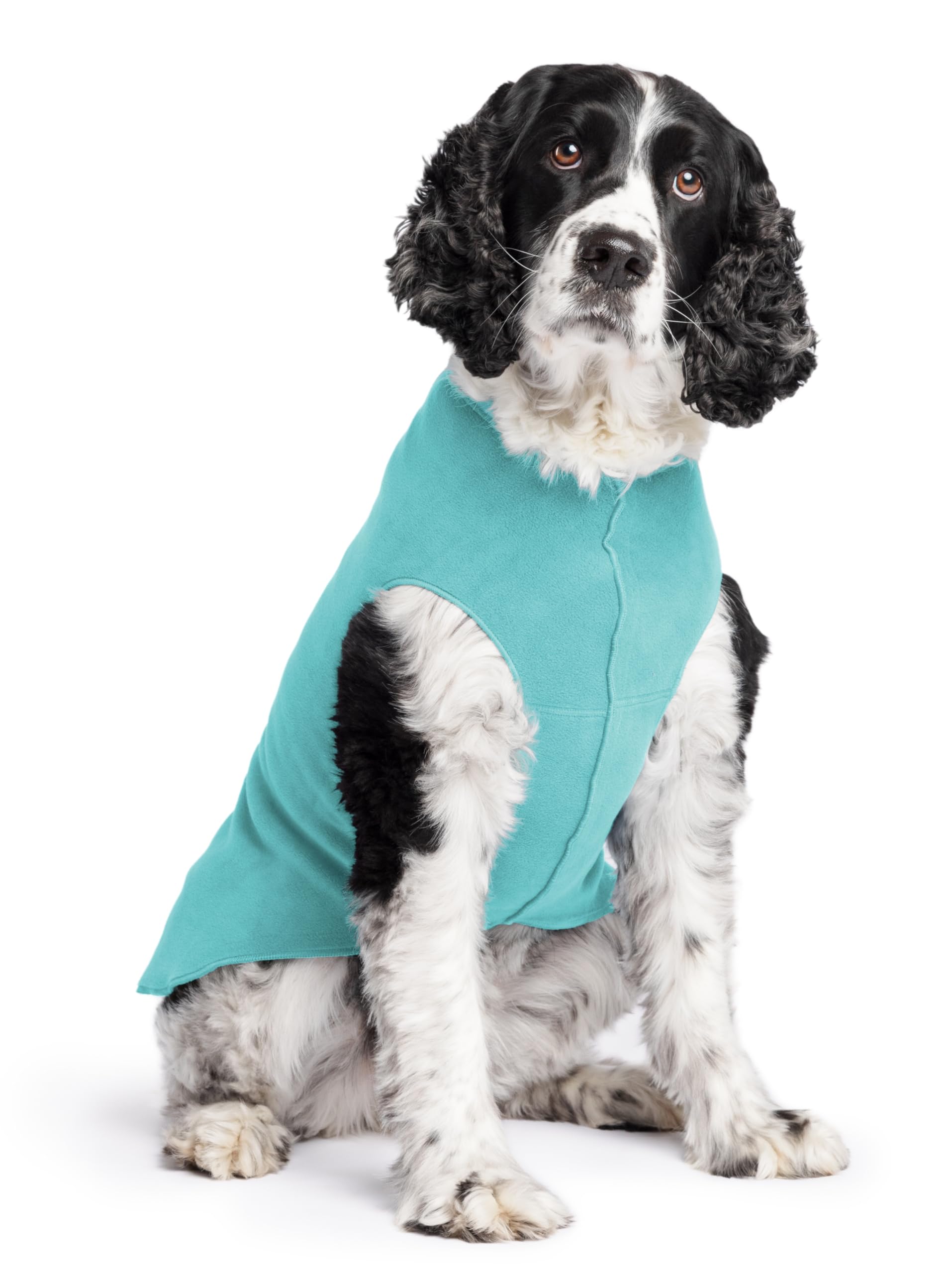 Gold Paw Stretch Fleece Dog Coat, Stretchy Pet Sweater, Machine Washable Pullover For Winter And Fall, Turquoise, 20