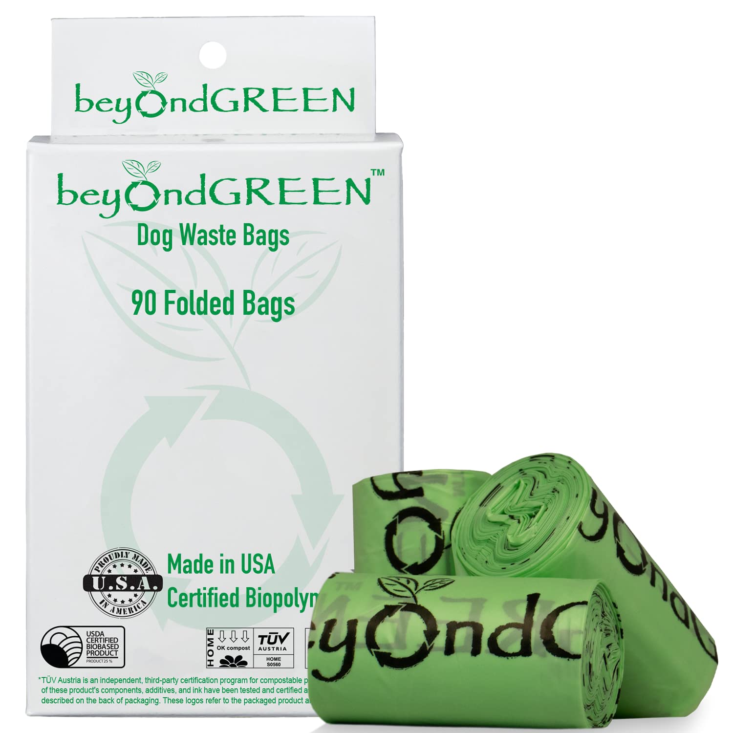 Beyondgreen Plant-Based Dog Poop Waste Bags For Leash Dispenser - 90 Bags - 6 Rolls Of 15 Bags - 9' X 12'
