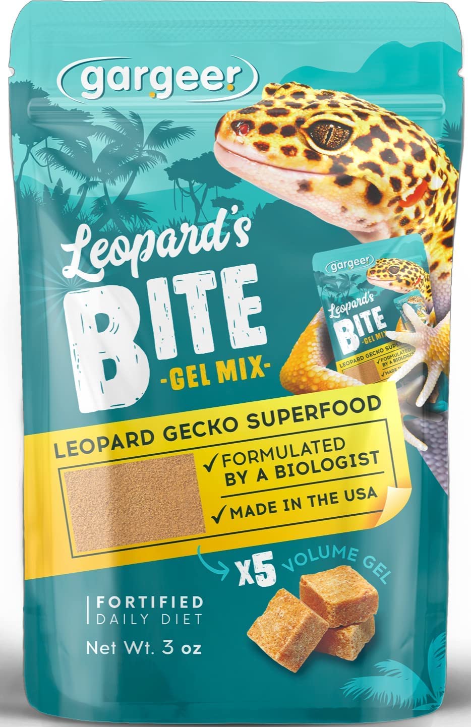 Gargeer Leopard Gecko Food 3oz. Complete Gel Diet for Both Juveniles and Adults. Proudly Made in The USA, Using Premium Ingredie