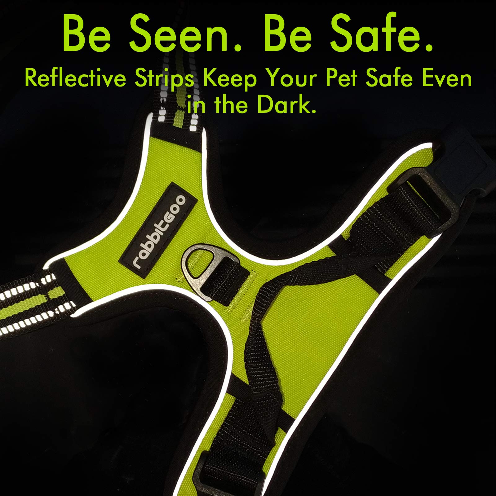 Rabbitgoo Dog Harness, No-Pull Pet Harness With 2 Leash Clips, Adjustable Soft Padded Dog Vest, Reflective No-Choke Pet Oxford Vest With Easy Control Handle For Large Dogs, Wild Lime, Xl