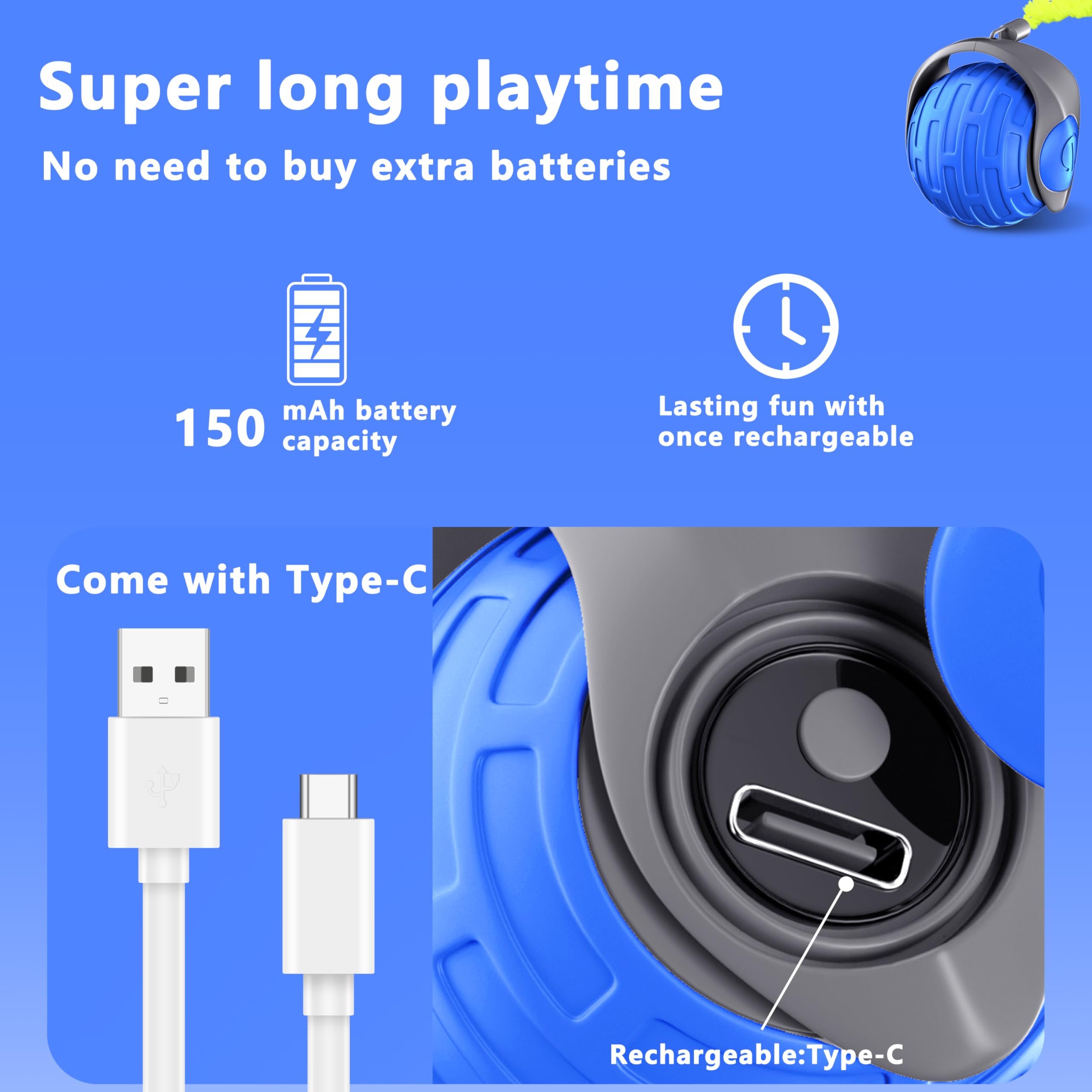 Yemeda Cat Toys,Interactive Cat Toys Ball For Bored Indoor Cats,Automatic Rolling,Drop Resistant And Obstacle Avoidance,2 Modes