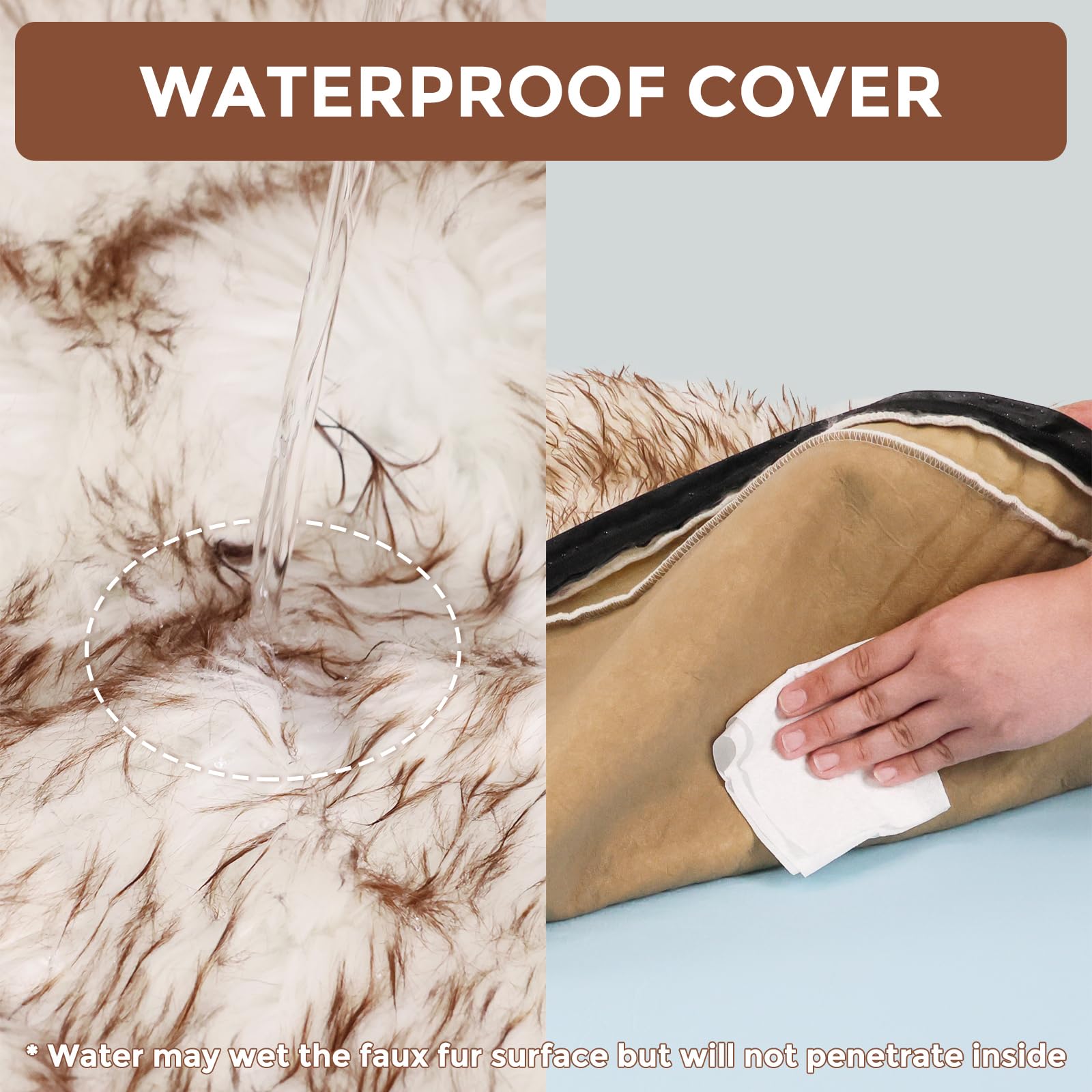 Walnest Faux Fur Dog Bed 63X35 In Memory Foam Dog Bed With Soft Fluffy Machine Washable Faux Fur Cover, Plush Orthopedic For Sma