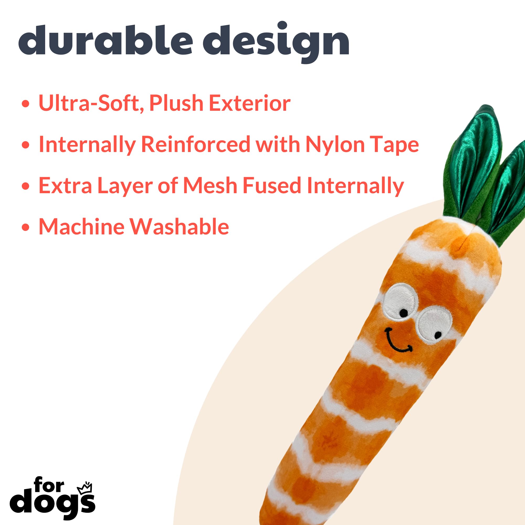 Huxley & Kent For Dogs - Sweet Carrot (Small) - Easter Spring Power Plush Funny Dog Toy With Squeaker - Funny Dog Toy - H&K Sque