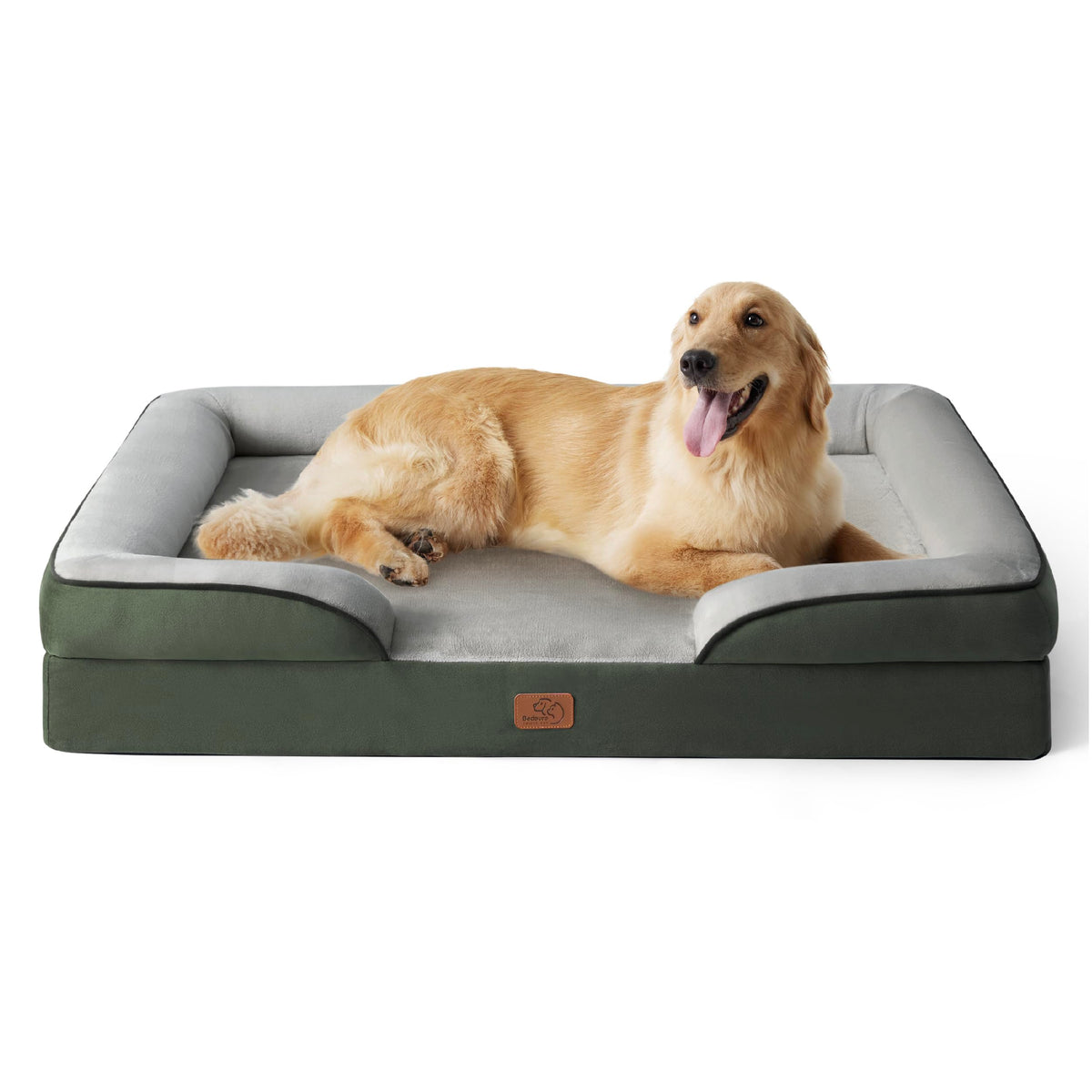 Bedsure Orthopedic Dog Bed For Extra Large Dogs - Xl Plus Waterproof Dog Sofa Beds, Supportive Foam Pet Couch Bed With Removable Washable Cover, Waterproof Lining And Nonskid Bottom, Dark Green