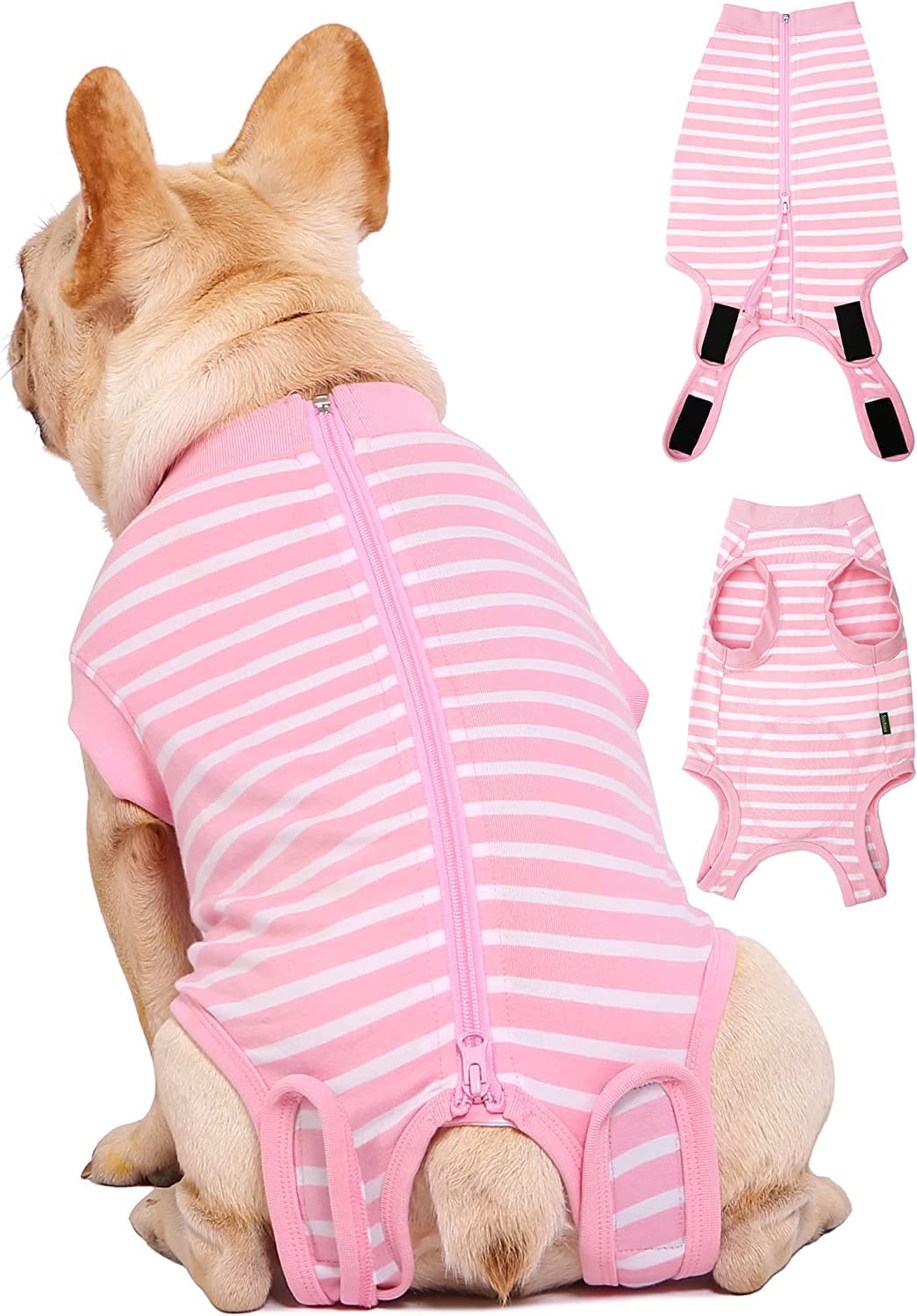 Sychien Dog Recovery Suit Female,Pink Small Surgery Recovery Shirt,Pink-White Striped S