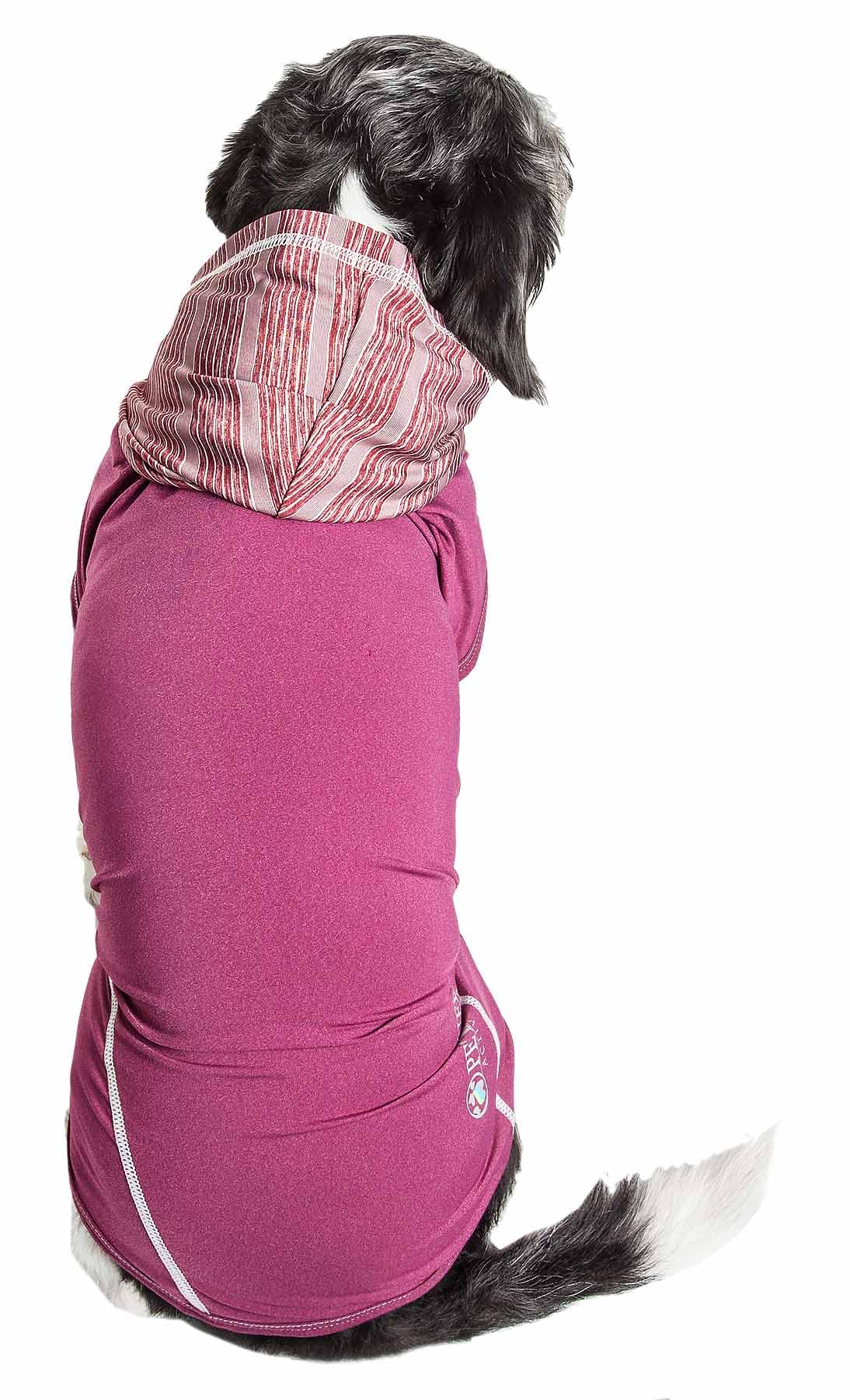 Pet Life  Active Pull-Rover Premium 4-Way Stretch Two-Toned Performance Sleeveless Dog T-Shirt Tank Top Hoodie, Large, Maroon