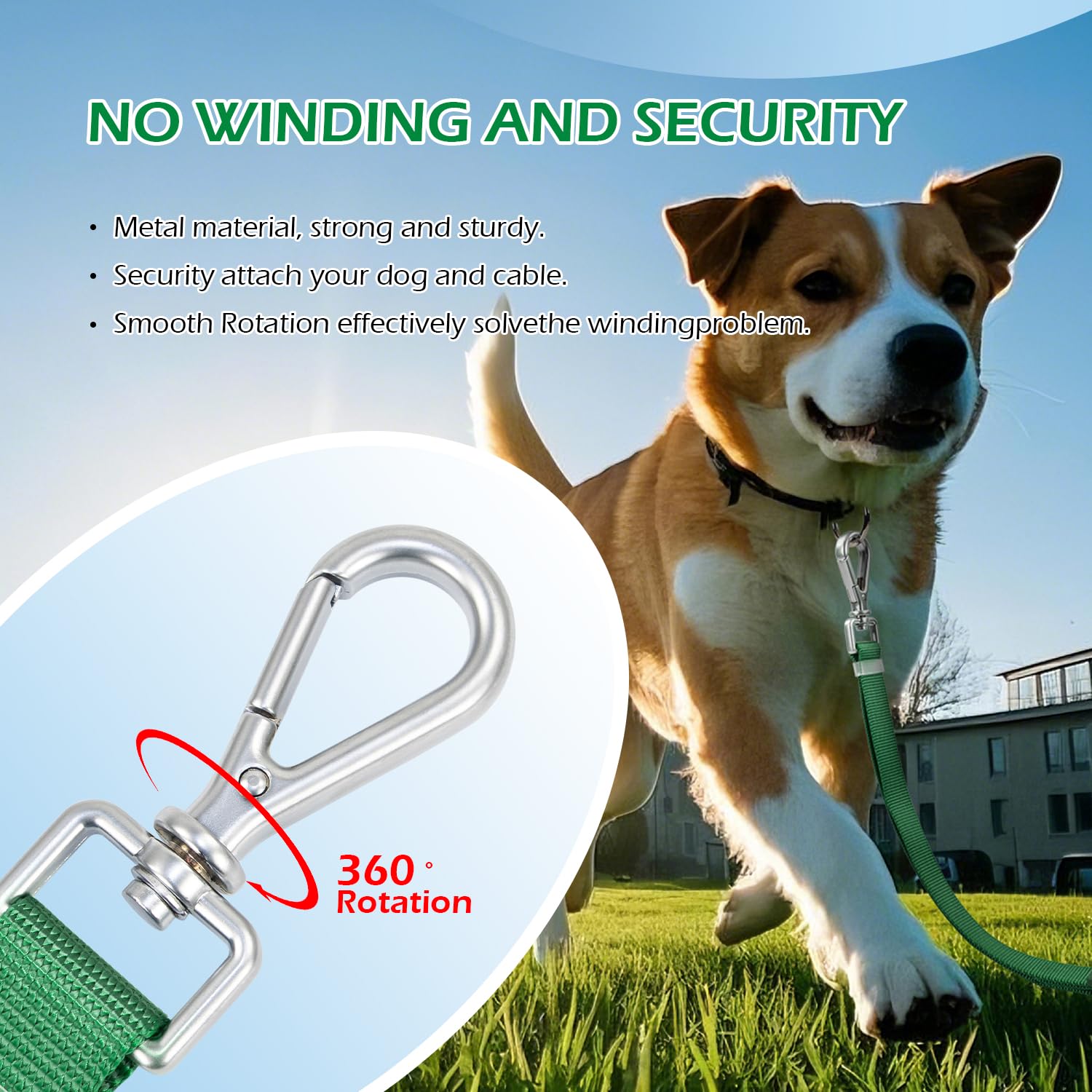 Wisedog 16 Ft Hands Free Dog Leash, Comfort And Safety Padded Handle & Heavy Duty Metal Clasp - Two Handle Dog Leash Adjustable