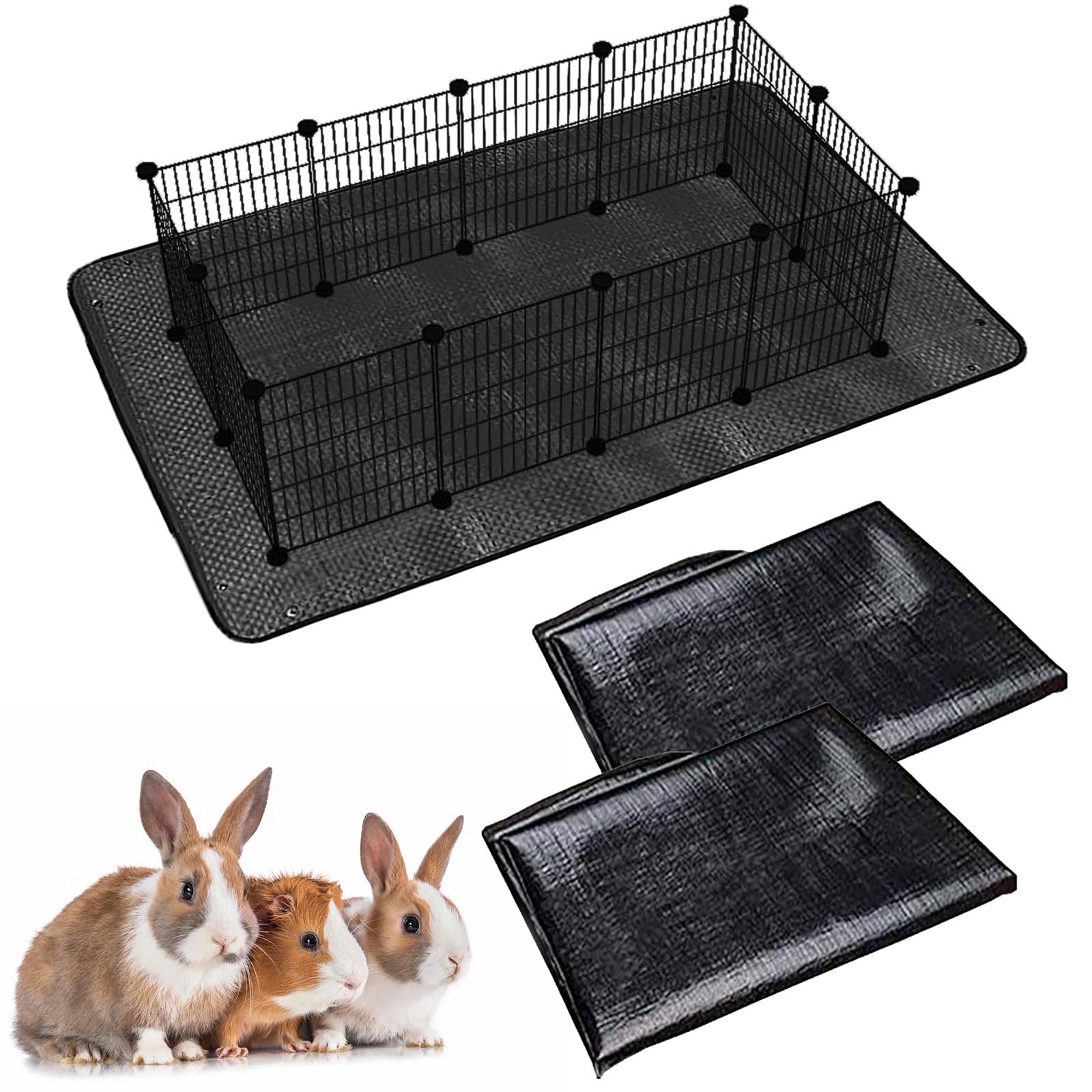 Oncpcare 2Pcs Waterproof Pet Playpen Mat 59''X39'' Guinea Pig Cage Liner Tarp Bottom Reusable Base For Rabbits, Bunny, Ferrets A