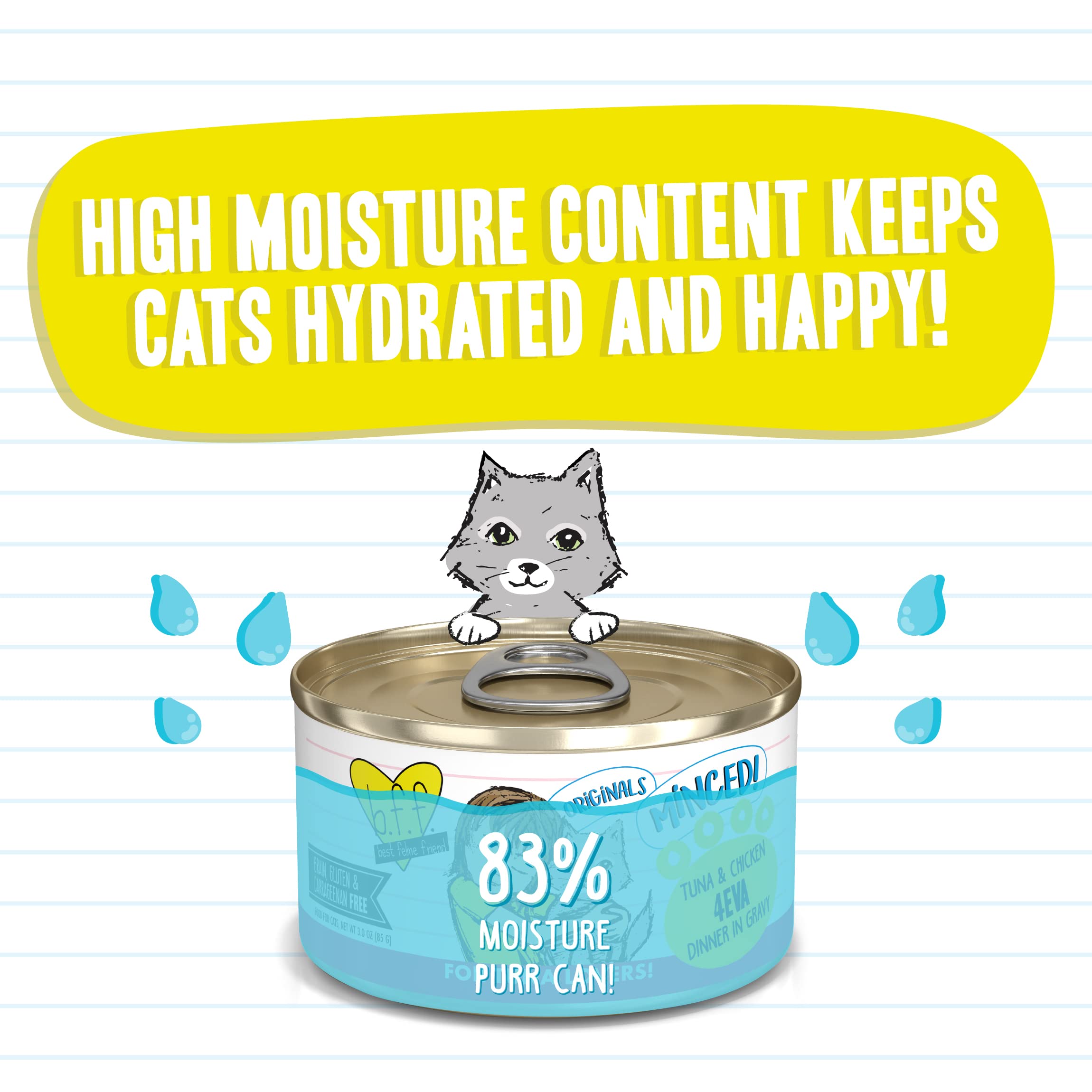 Weruva Best Feline Friend (B.F.F.) Tuna & Chicken 4-Eva with Tuna & Chicken in Gravy Cat Food, 3oz Can (Pack of 24)