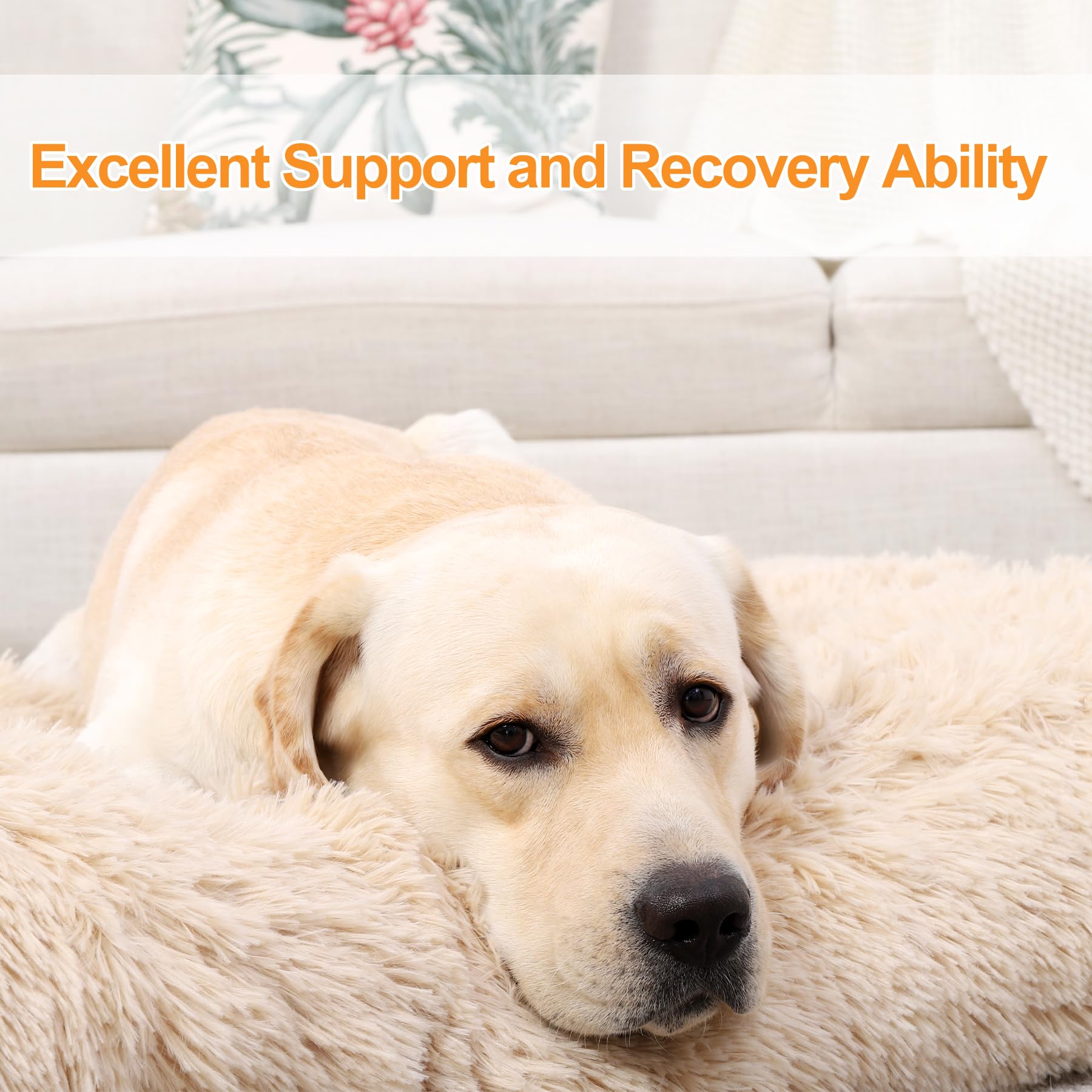 Ksiia Dog Crate Bed Washable Jumbo Dog Beds For Large Dogs Deluxe Plush Fluffy Comfy Thick Kennel Pad Anti-Slip & Anti-Scratch P