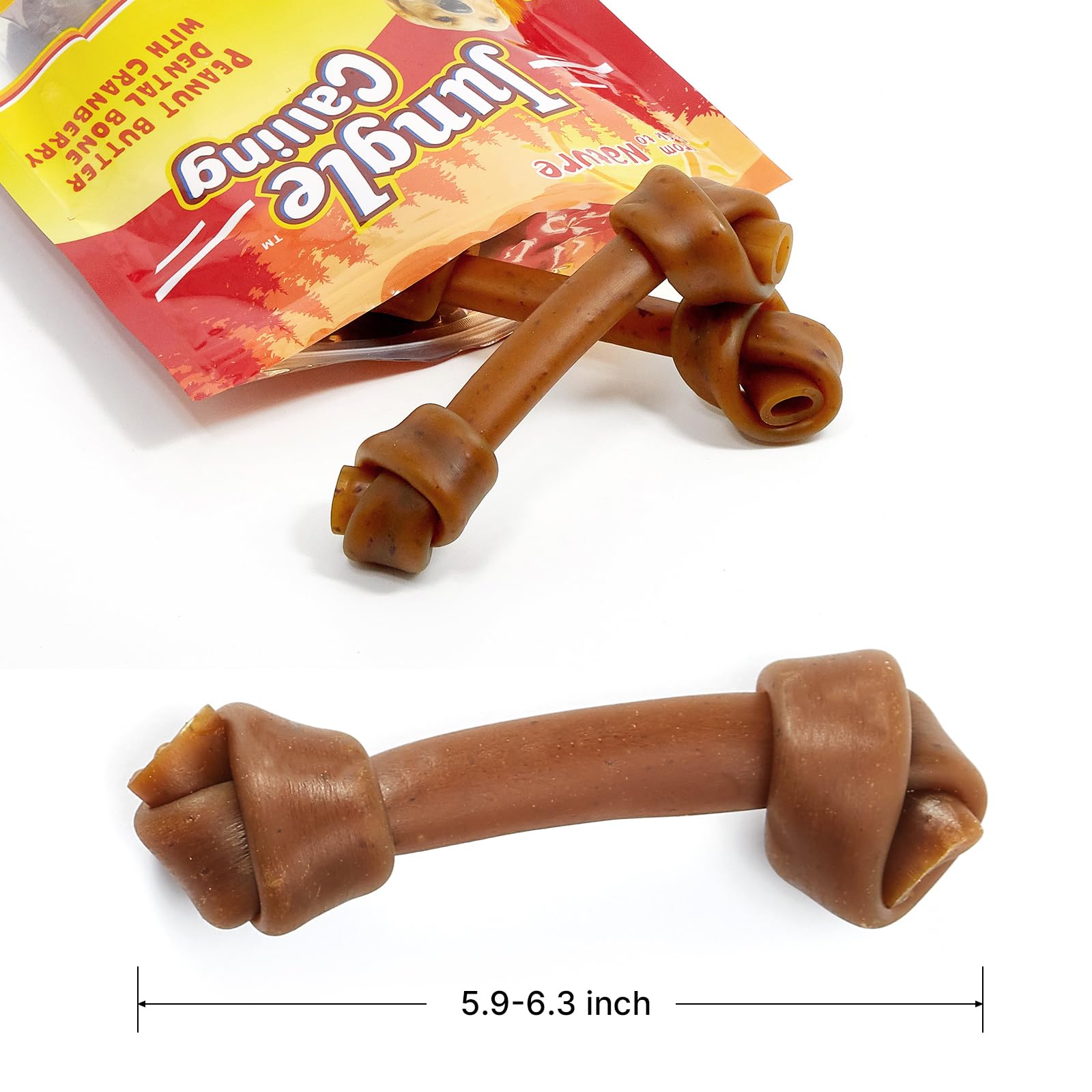 Jungle Calling Rawhide Free Dog Treats, Peanut Butter Bones, 6.5 Pet Chews for Medium and Large Dogs,Digestible Chewing Snacks