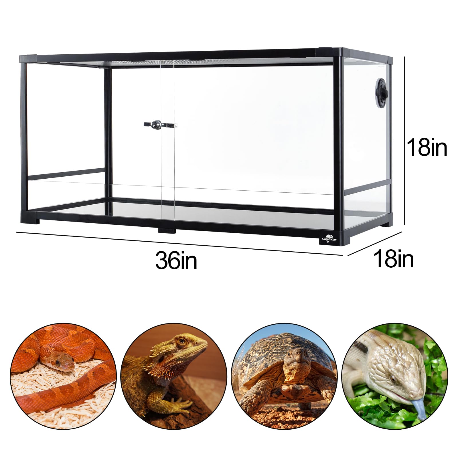 Cavachew 50 Gallon Reptile Tank, Glass Reptiles Terrarium 36 X 18 X 18, Sliding Door, Top Ventilation, Cable Pass, Humidif