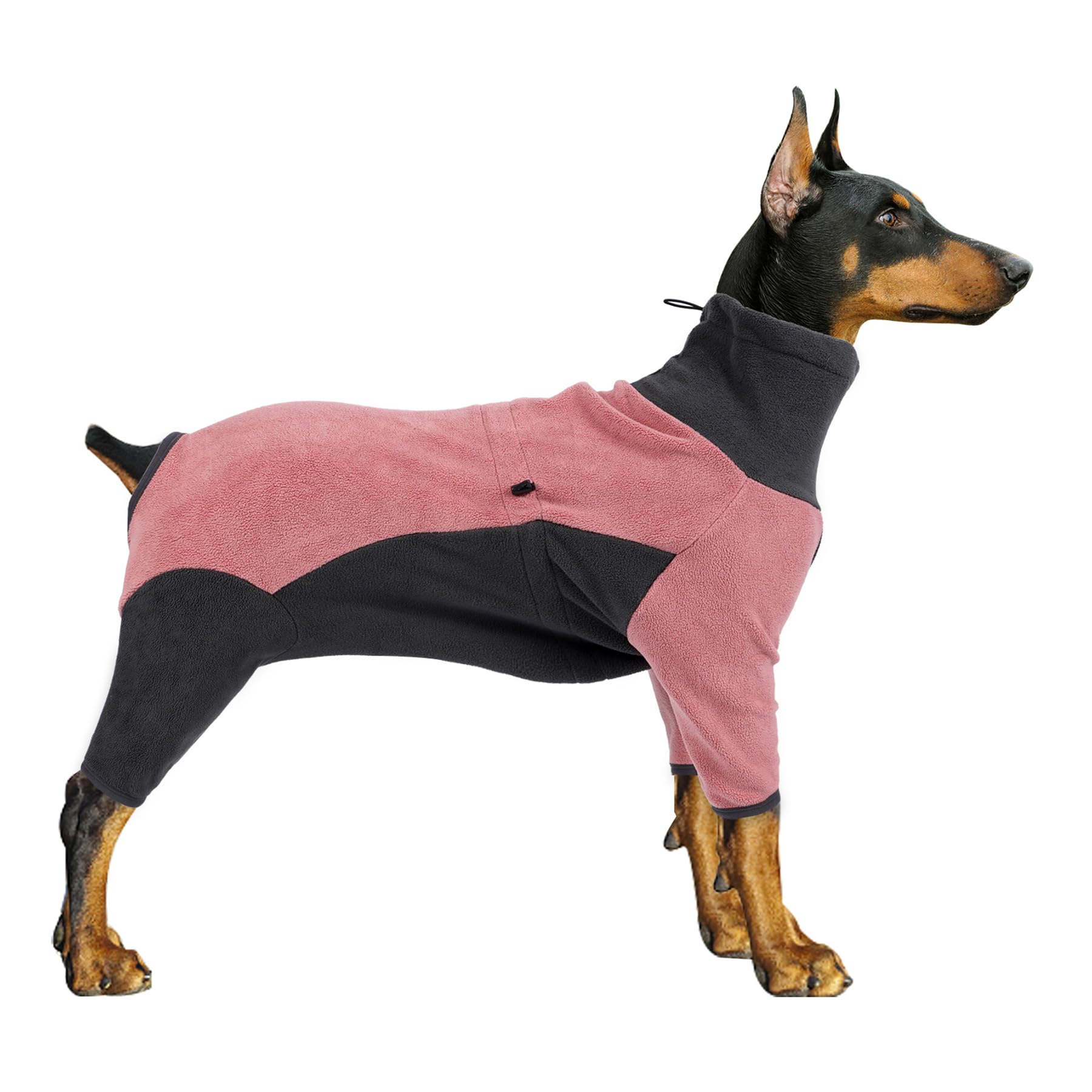 Pinellia's Warm Fleece Dog Jacket - Windproof Pajamas Bodysuit for Cold Weather - Medium/Large Dog (Pink)
