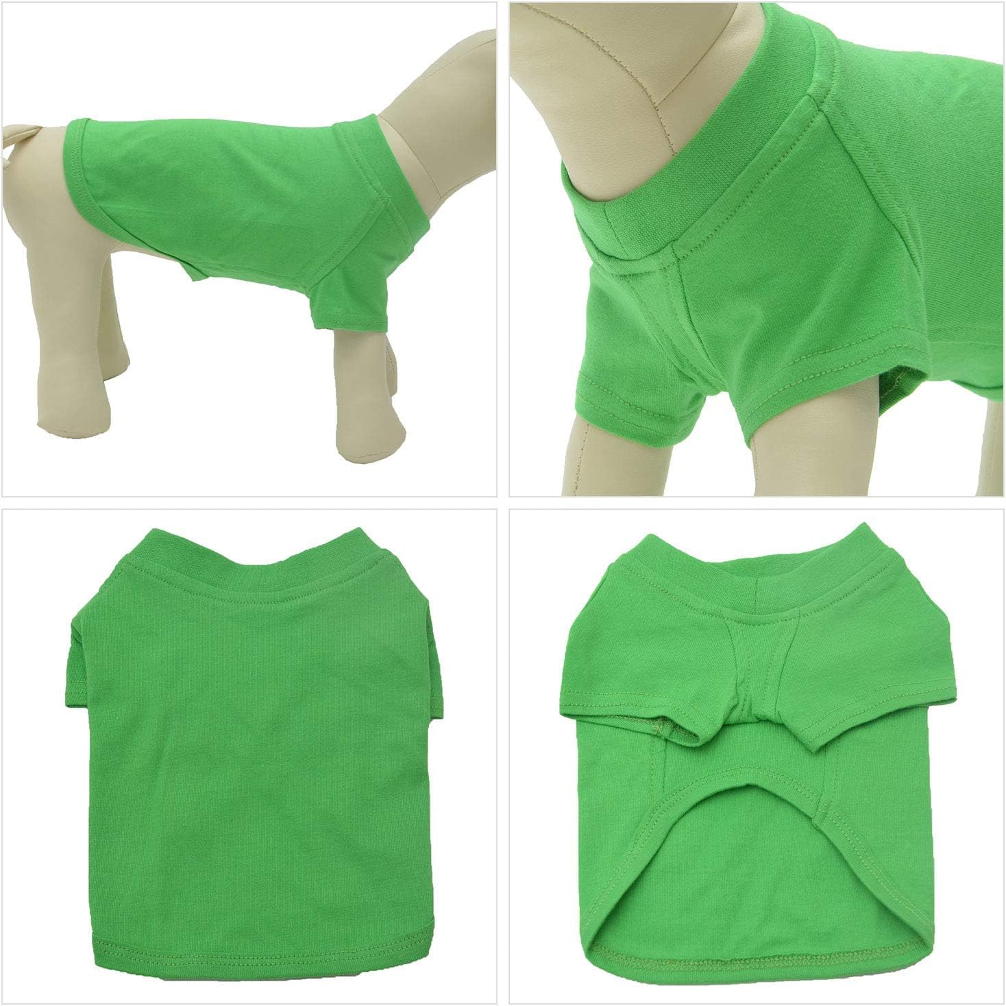 Lovelonglong Pet Clothing Dog Costumes Basic Blank T-Shirt Tee Shirts for Small Dogs Green L