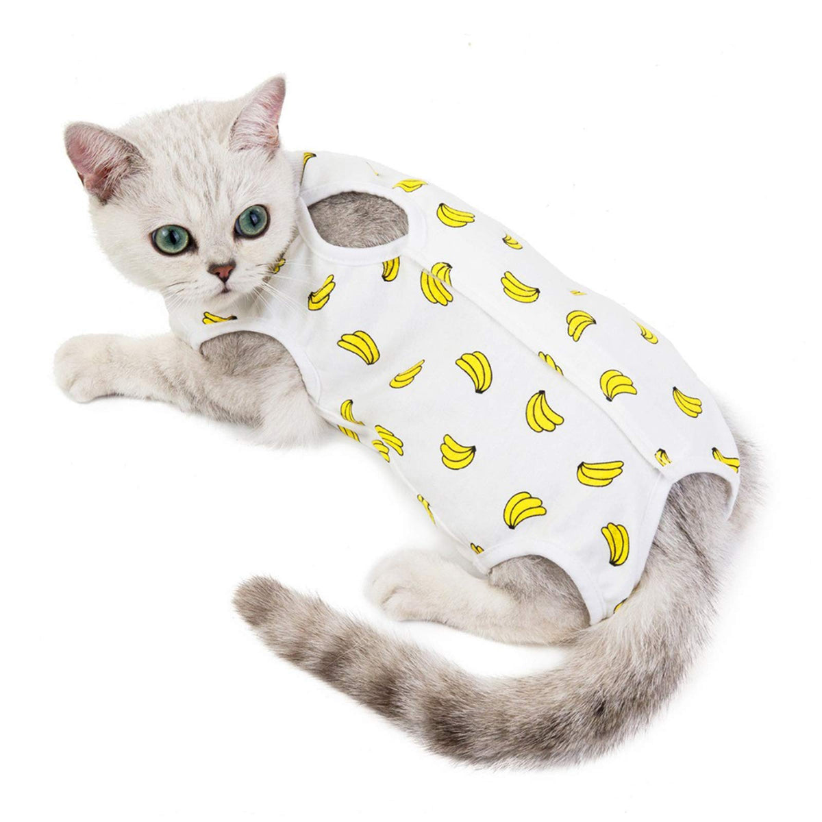 Cat Professional Surgical Recovery Suit,E-Collar Alternative For Cats Dogs,After Surgery Wear, Pajama Suit,Home Indoor Pets Clothing Banana Xl