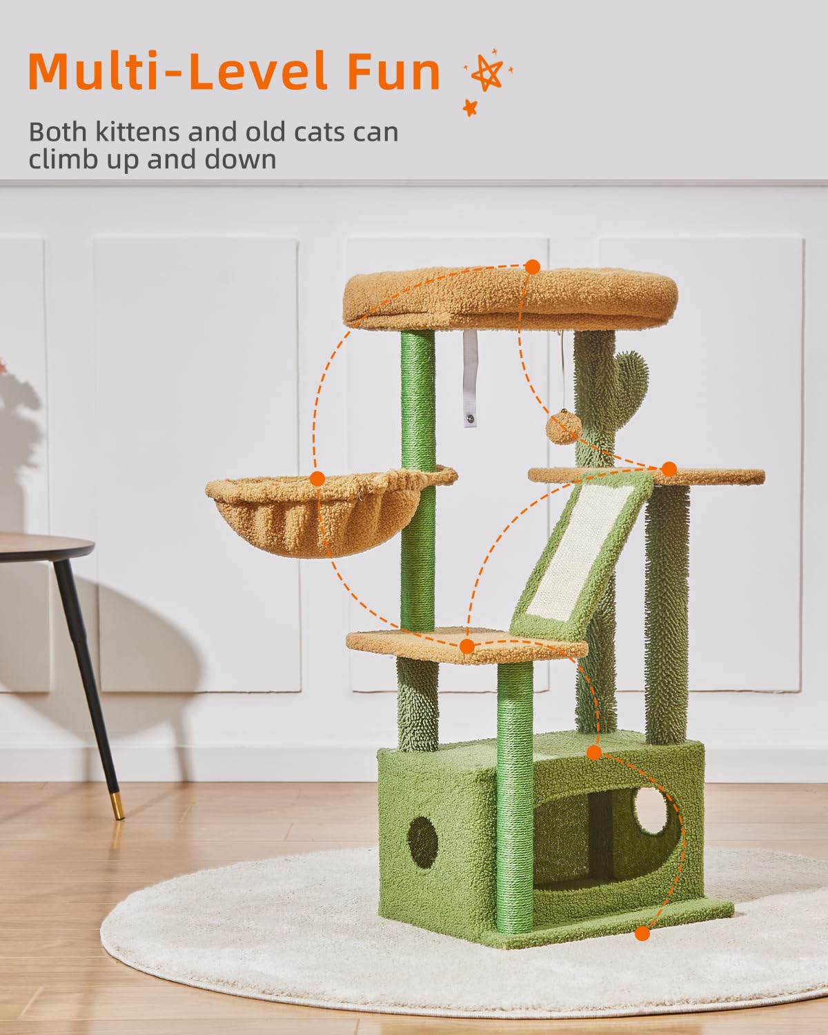 Taoqimiao Cat Tree,38.5-Inch Cat Tower For Indoor Cats,Suitable For Kittens With Luxurious Cat Condo With Adjustable Baskets And