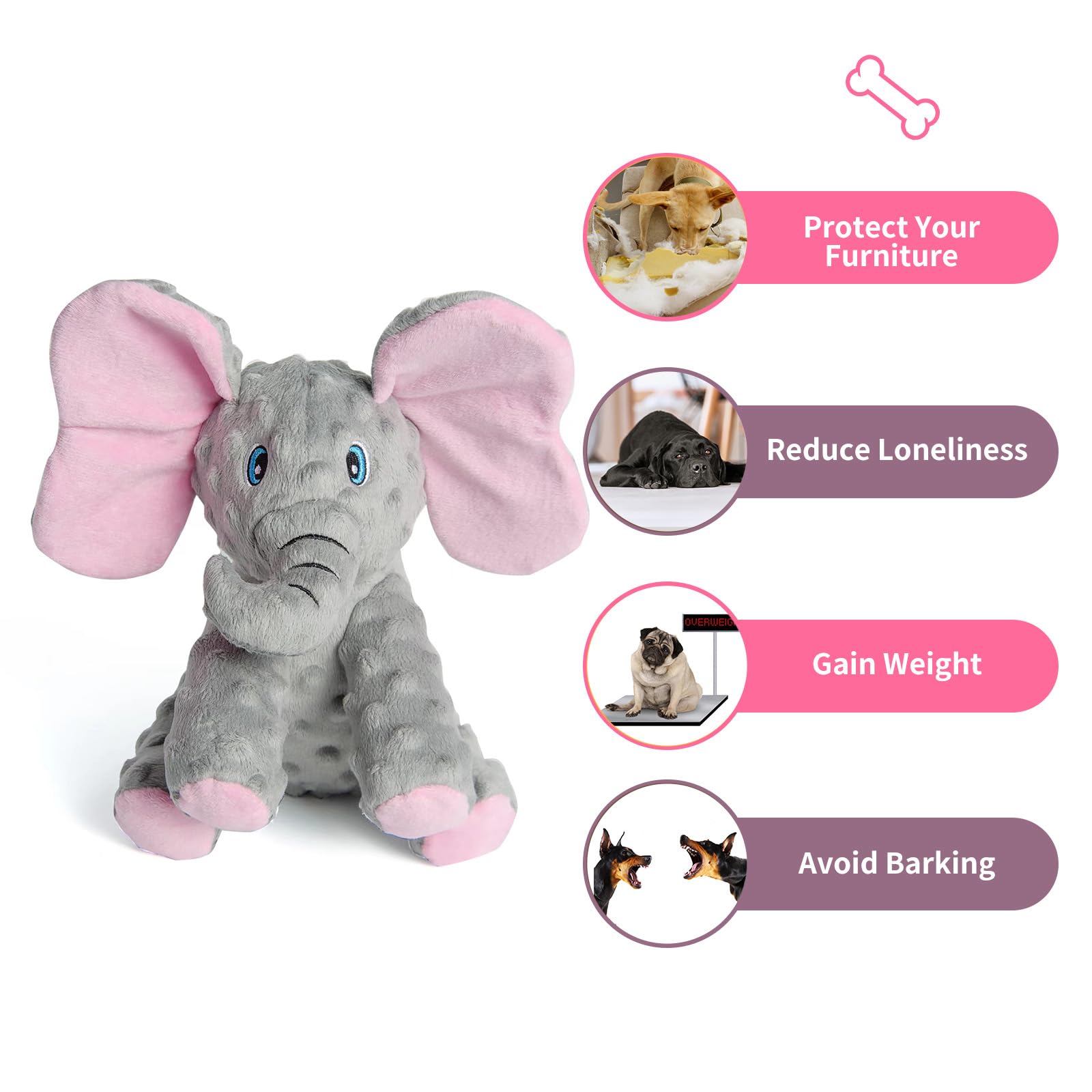 Dododola Dog Toys Puppy Toys Cute Squeaky Elephant Dog Toy With Crinkle Paper Stuffed Plush Animal Dog Toys To Keep Them Busy Fo