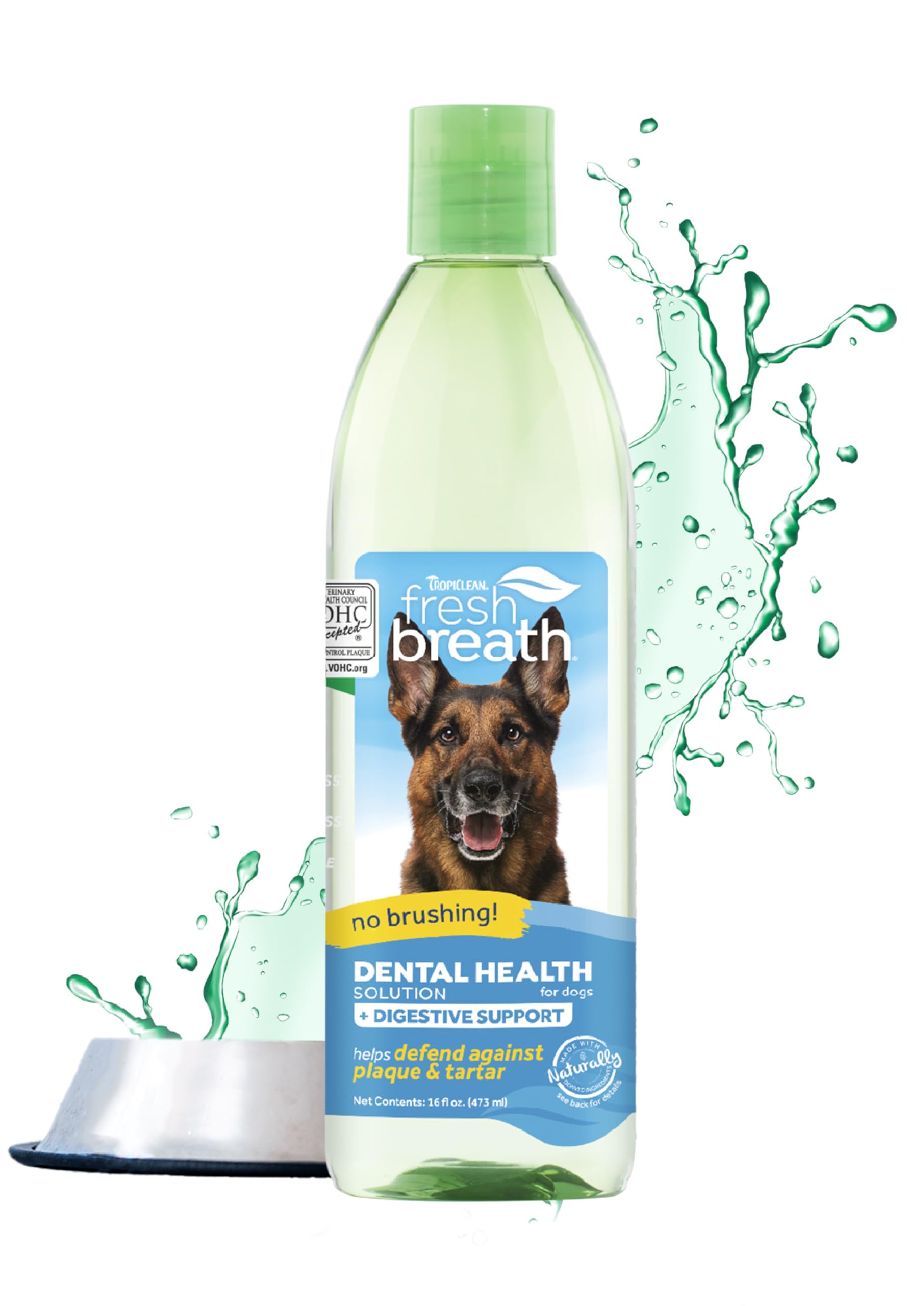 TropiClean Fresh Breath Plus Prebiotics for Digestive Support Water Additive for Dogs | Breath Freshener and Teeth Cleaning Solu