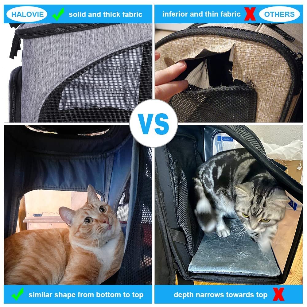 Halovie Pet Carrier Backpack Expandable For Cats Dogs Under 18 Lb, Breathable Mesh Cat Backpack Carrier Bag, Foldable Dog Backpack Carrier For Small Dogs Rabbits Puppies